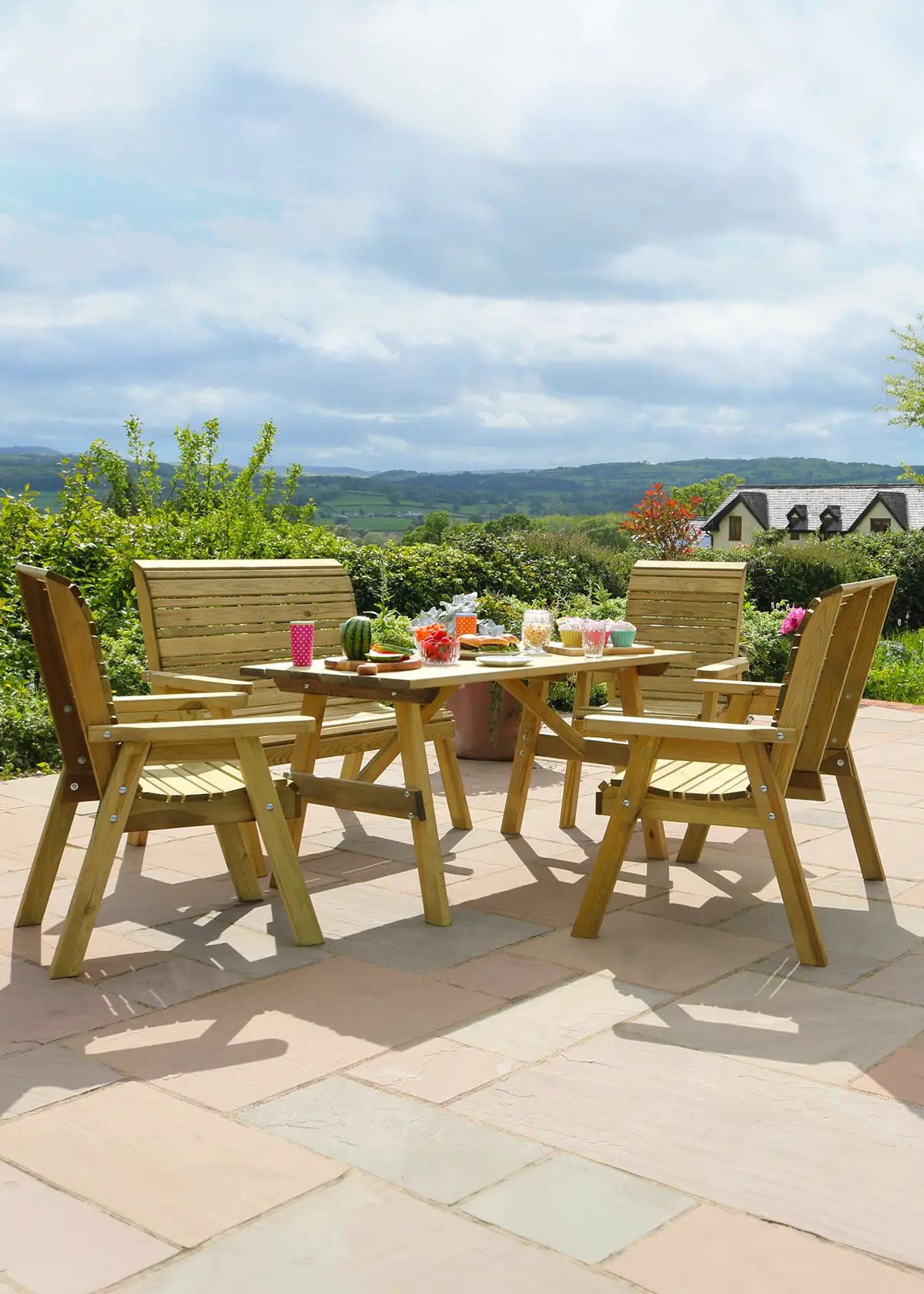 A photo of Freya 6 Seater Outdoor Wooden Dining Set