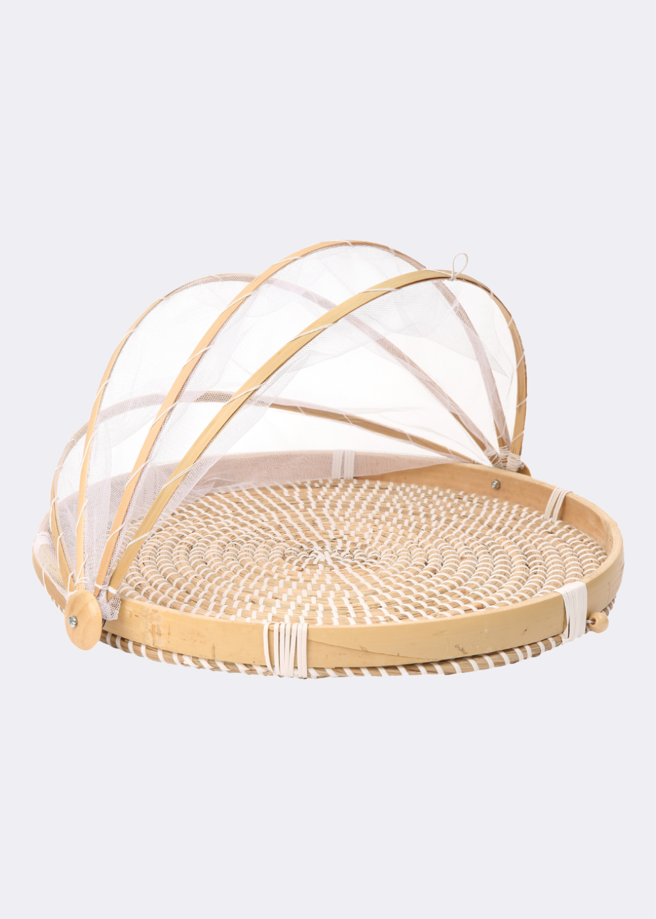 Sintra seagrass food cover with tray - natural