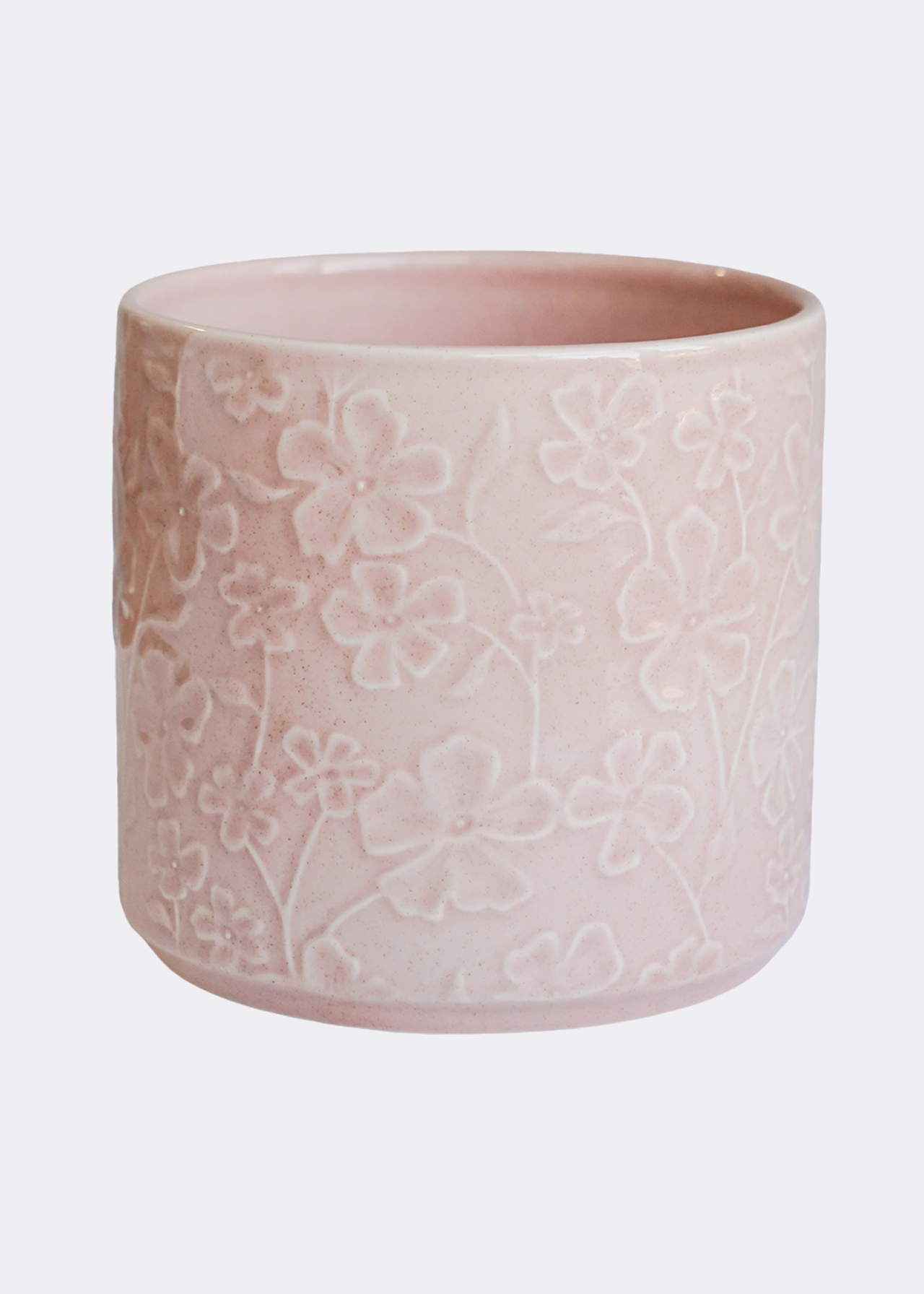 Betsy embossed floral planter 17.5cm pink