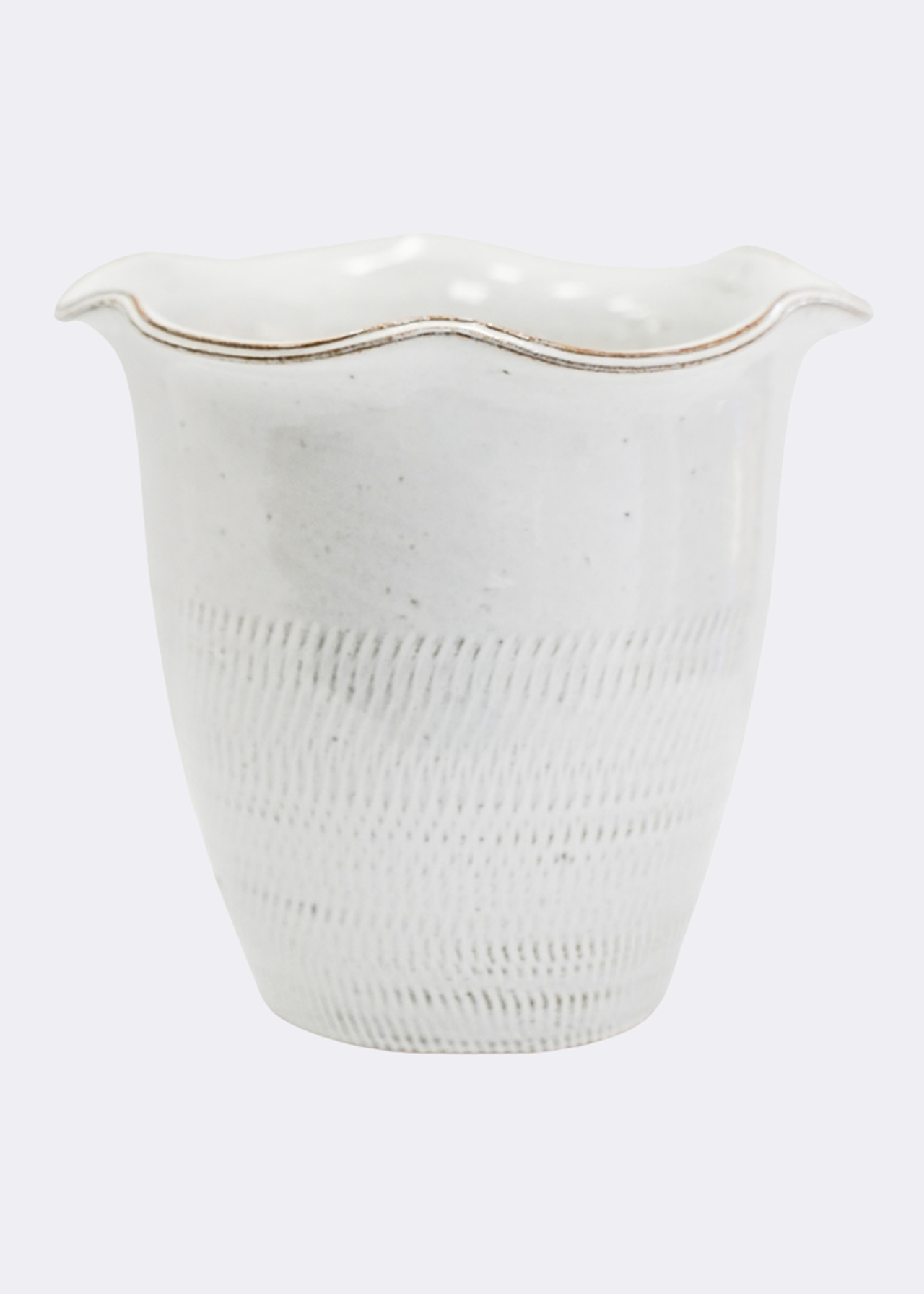 Camellia white scalloped edge planter 19cm