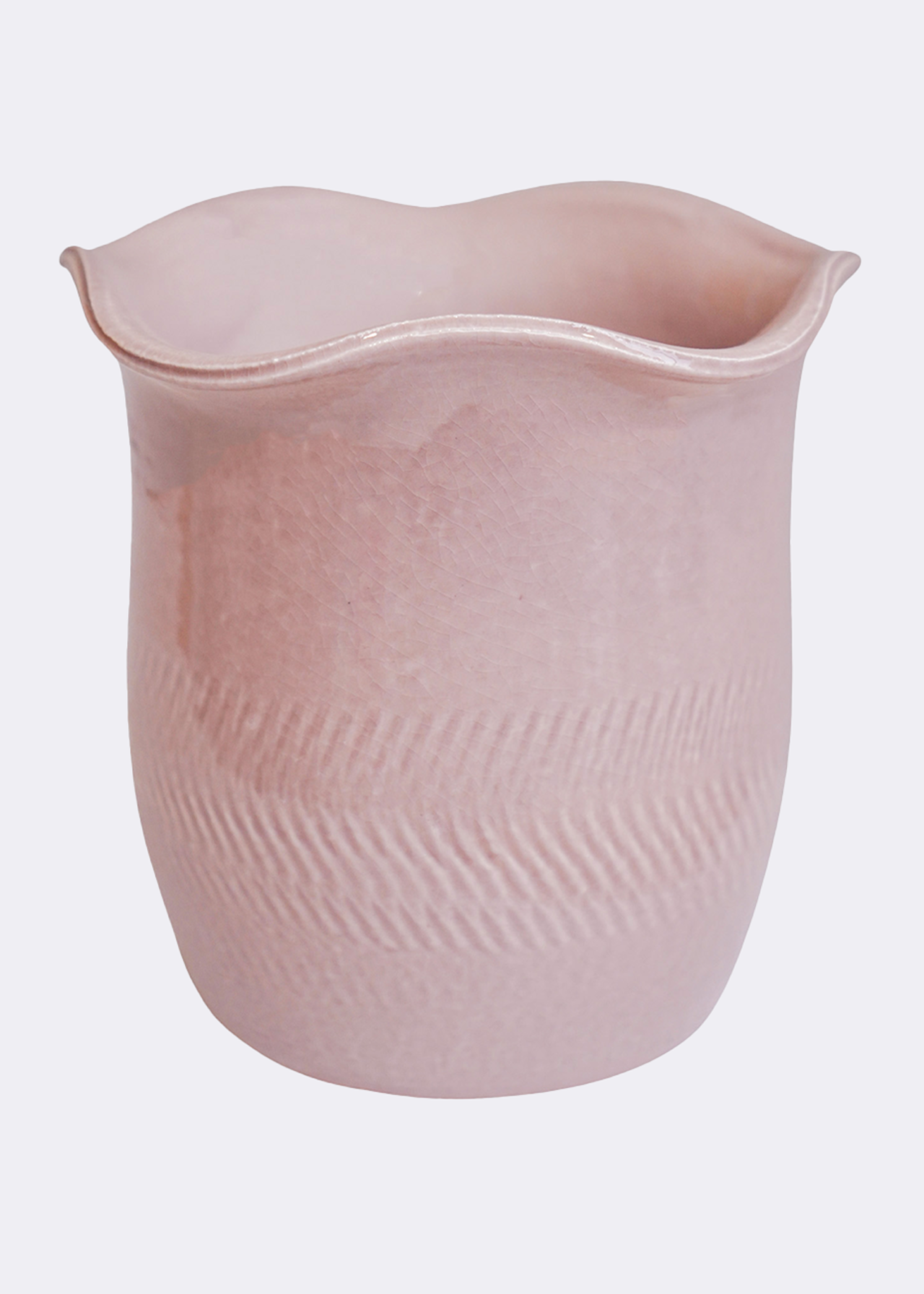 Camellia blush scalloped edge planter 26m
