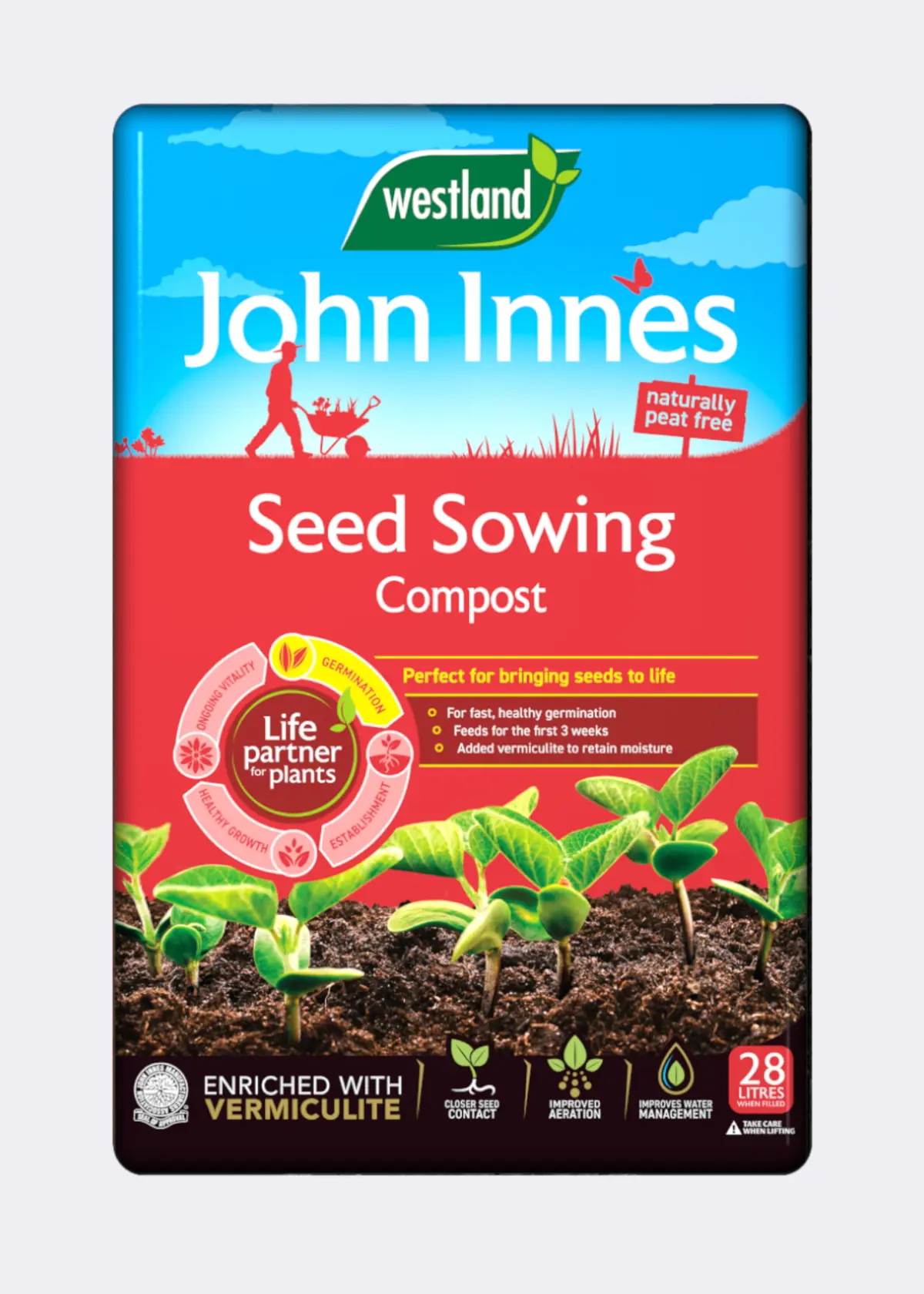 A photo of 28L John Innes Peat Free Seed Sowing Compost