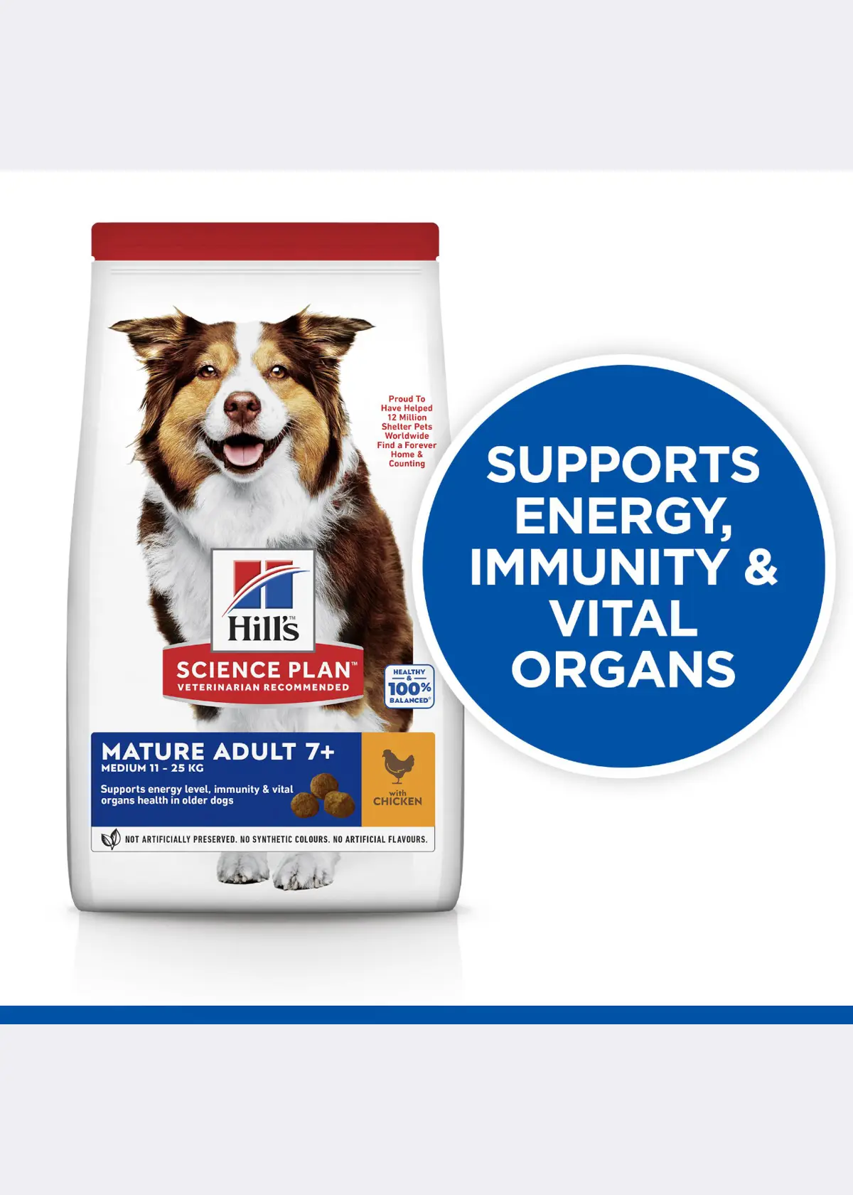 A photo of Hill's SP Mature Adult Medium Dry Dog Chicken 2.5kg