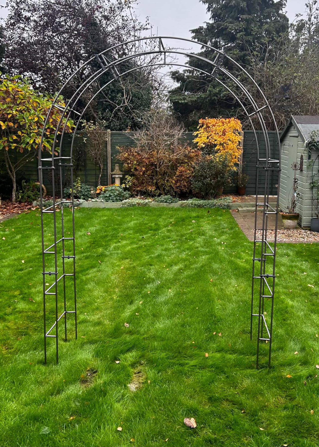 Paris bare metal garden arch with ground spikes