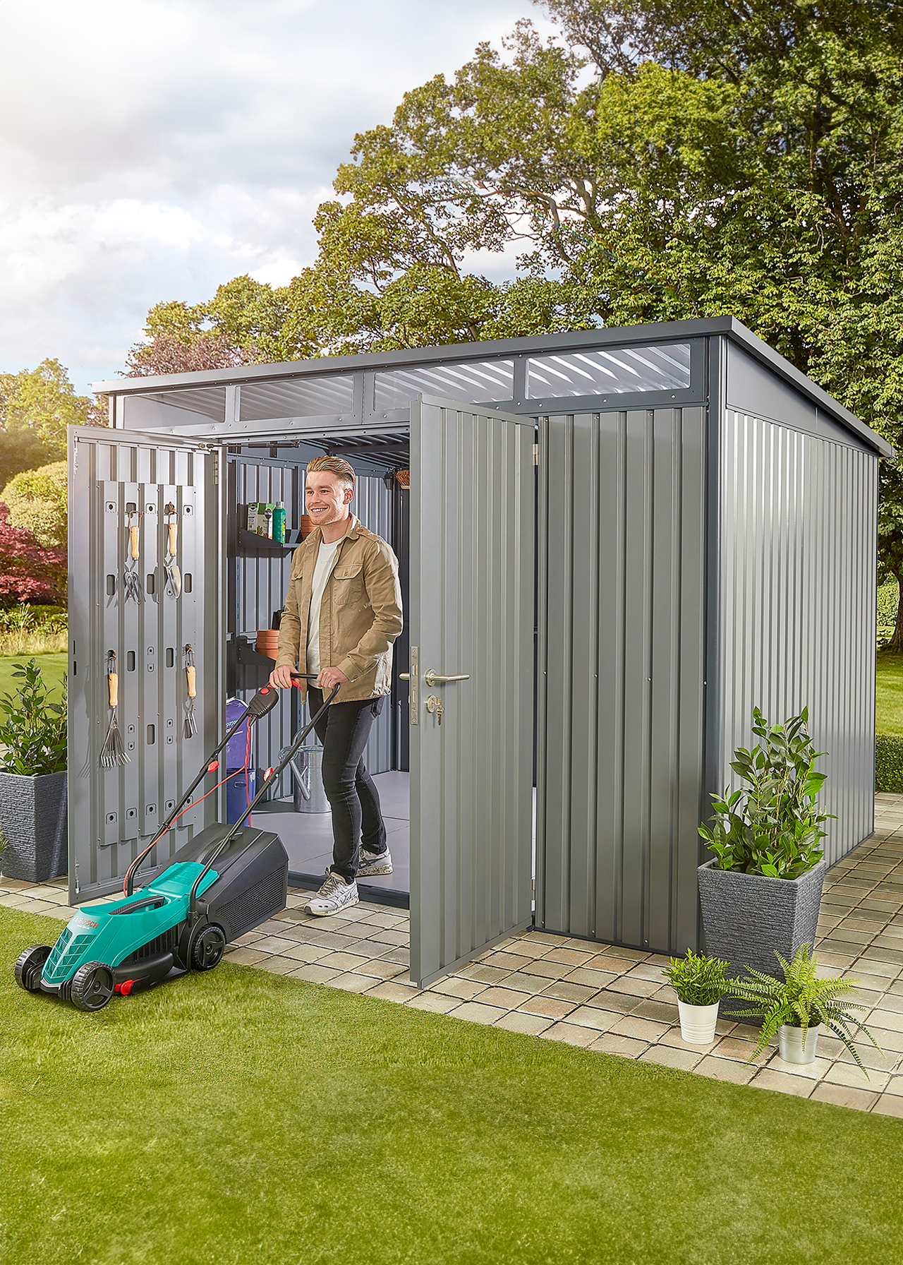 Hixon Garden Shed 3 x 2.4 x 2.14m Grey