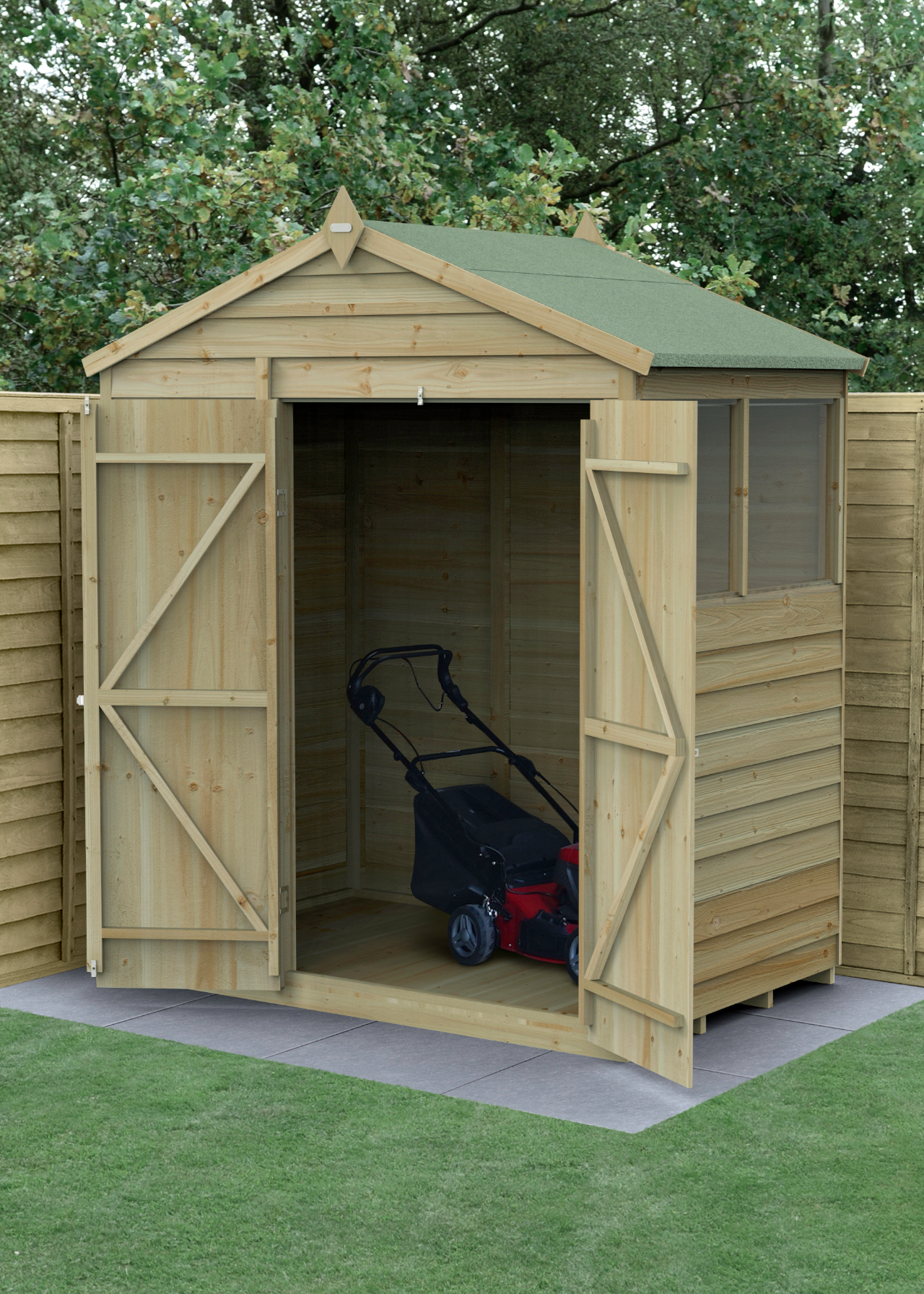 4LIFE Apex Shed 6x4 with Double Doors & 2 Windows