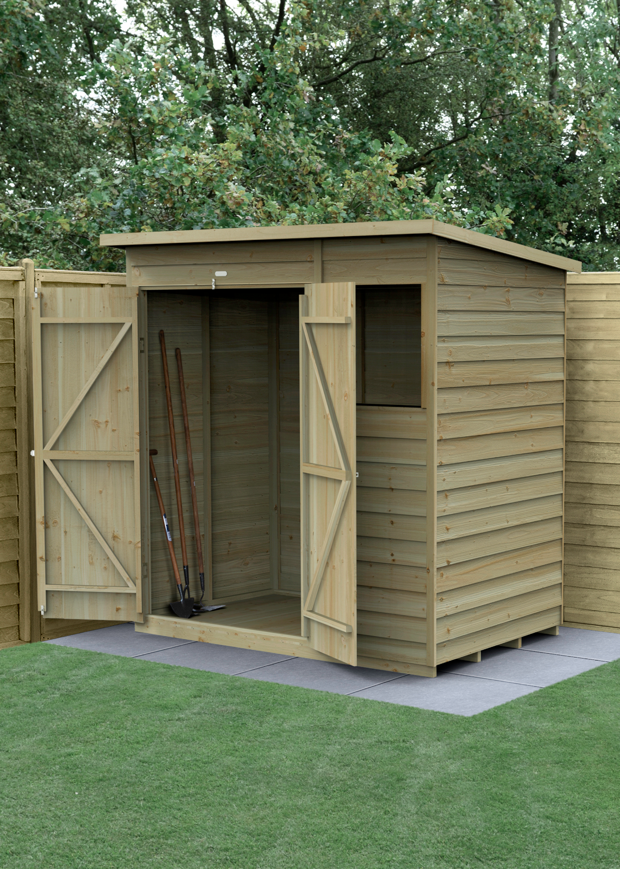 4LIFE Pent Shed 6x4 with Double Doors & 1 Window