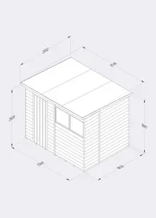 4LIFE Wooden Pent Shed 8x6 With Single Door & 2 Windows