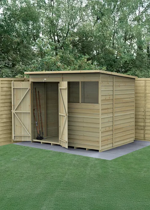 4LIFE Pent Shed 8x6 With Double Door & 2 Windows (Installed)