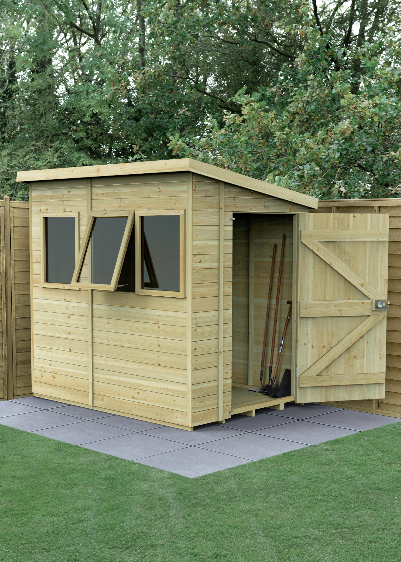 Timberdale 7x5 Pent Shed With Three Windows (Installed)