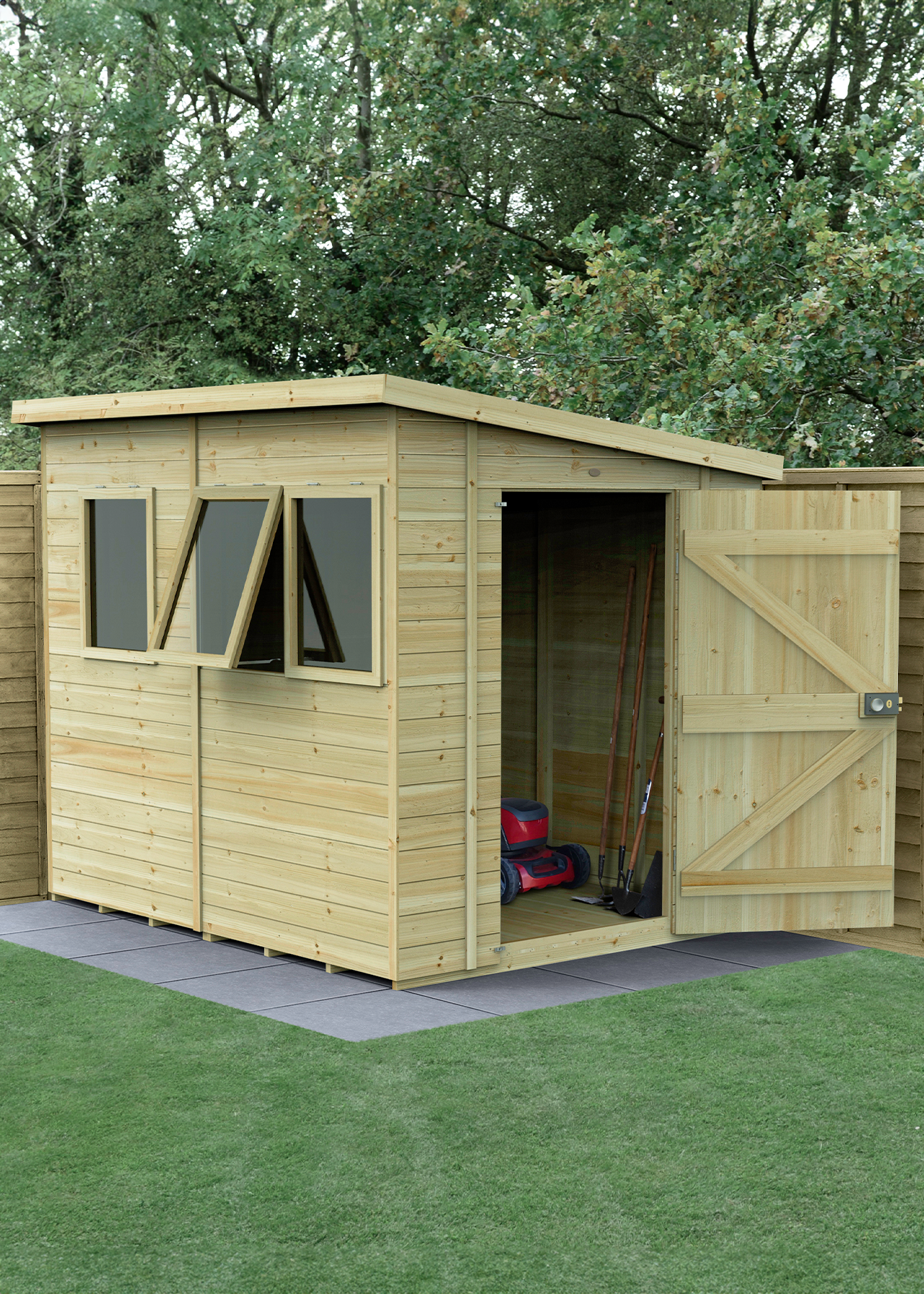 Timberdale 8x6 Pent Shed With Three Windows