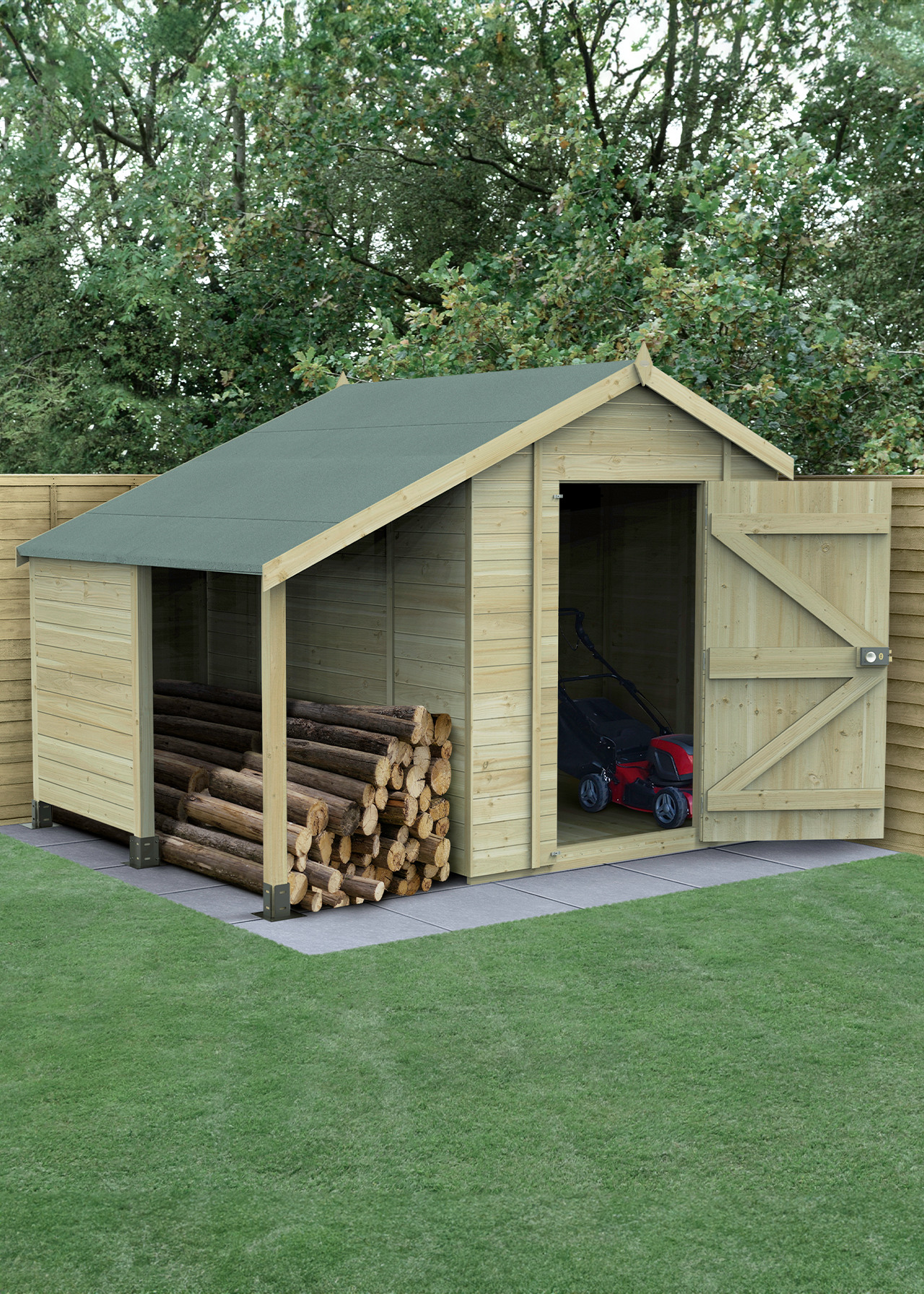 Timberdale 6x8 Apex Shed With Log Store