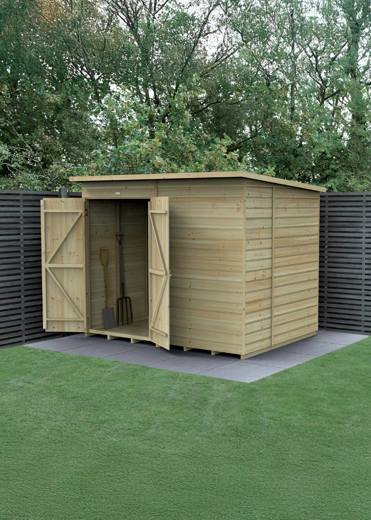 Beckwood 8x6 Pent Shed With Double Door (Installed)