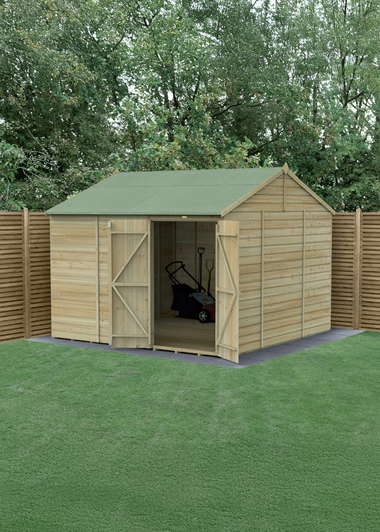 Beckwood 10x10 Reverse Apex Shed With Double Door (Installed