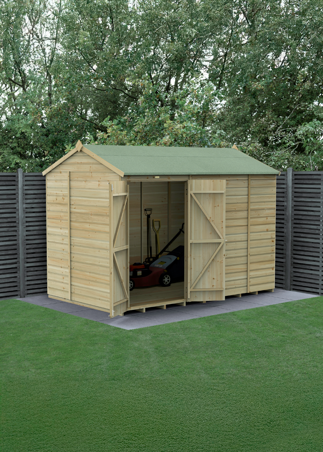 Beckwood 10x6 Reverse Apex Shed With Double Door (Installed