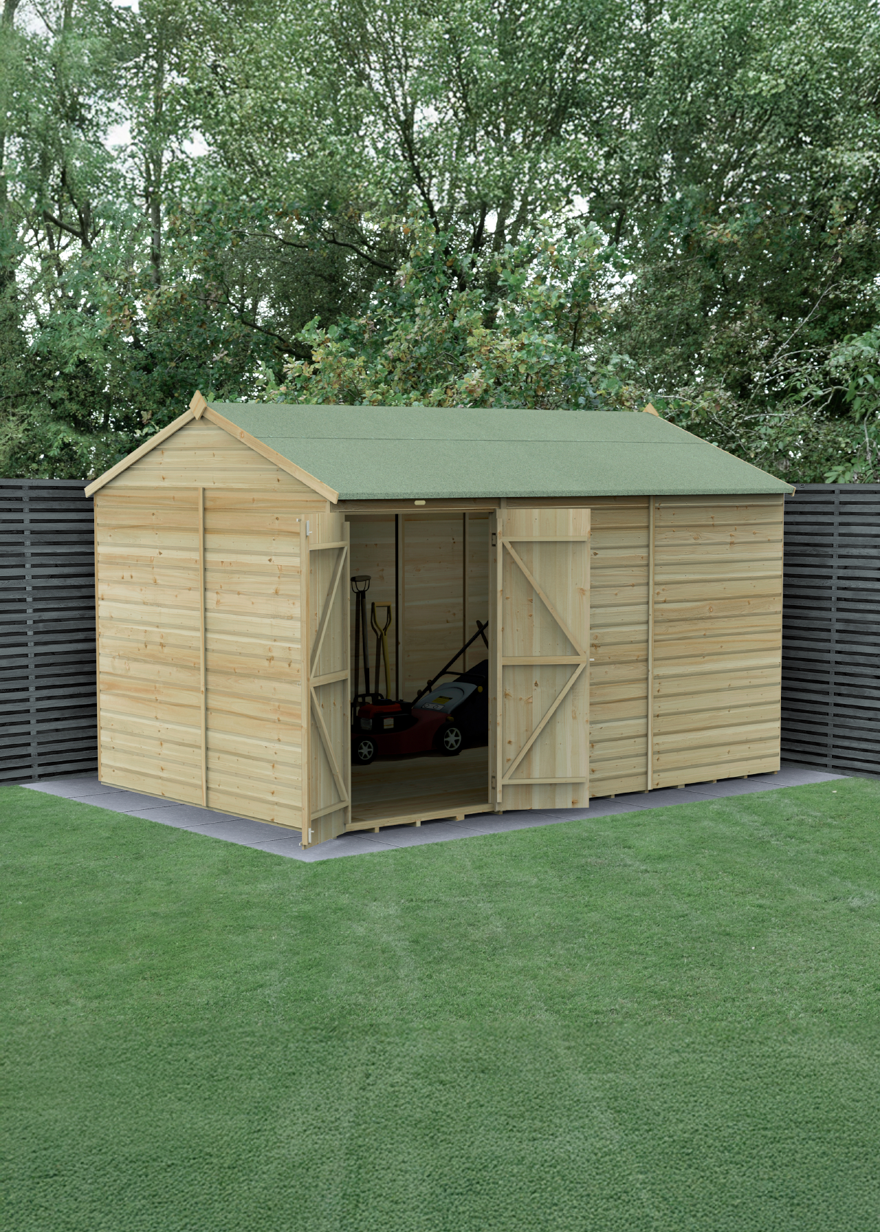 Beckwood 12x8 Reverse Apex Shed Double Door (Installed)