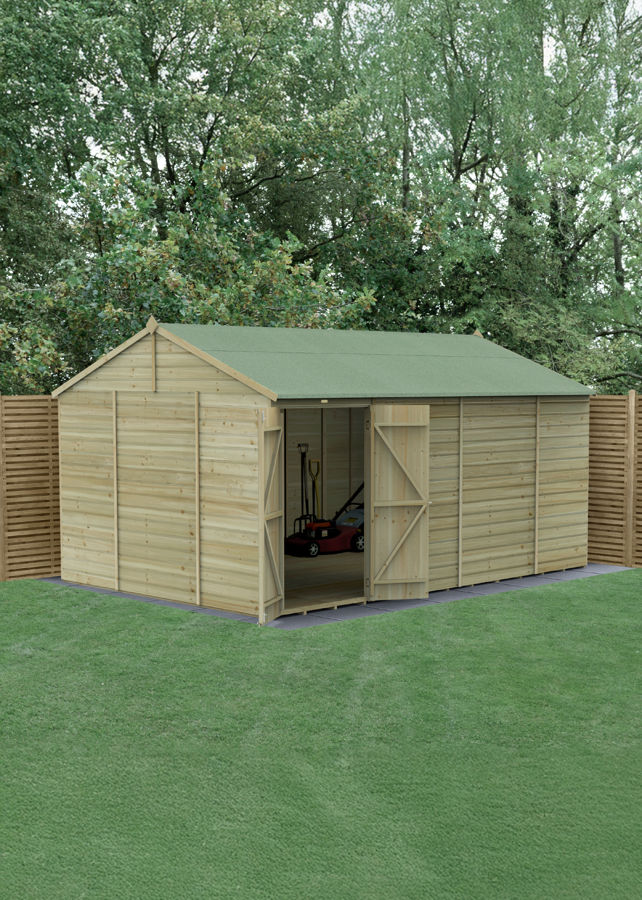 Beckwood 15x10 Reverse Apex Shed With Double Door (Installed