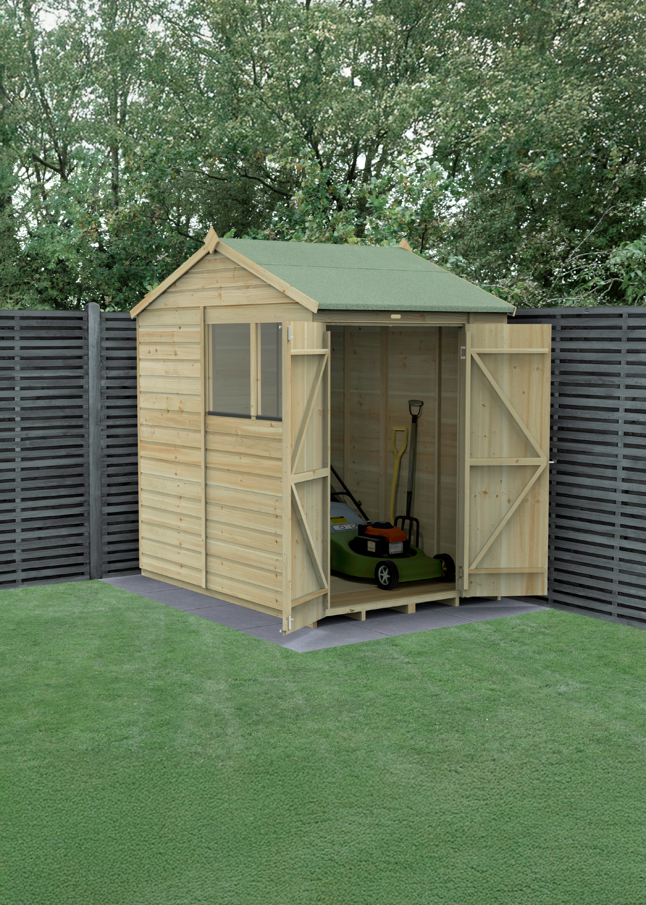 Beckwood 5x7 Reverse Apex Shed With Double Door & 2 Windows