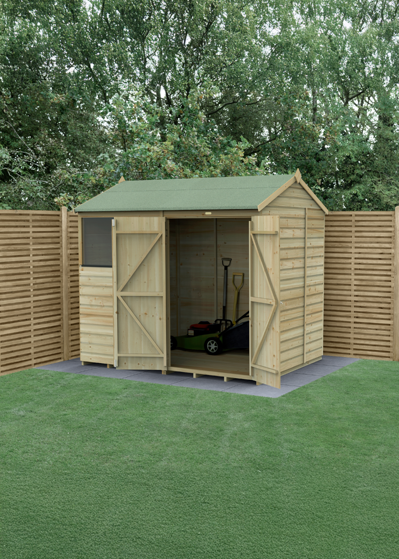 Beckwood 8x6 Reverse Apex Shed With Double Door & 2 Windows