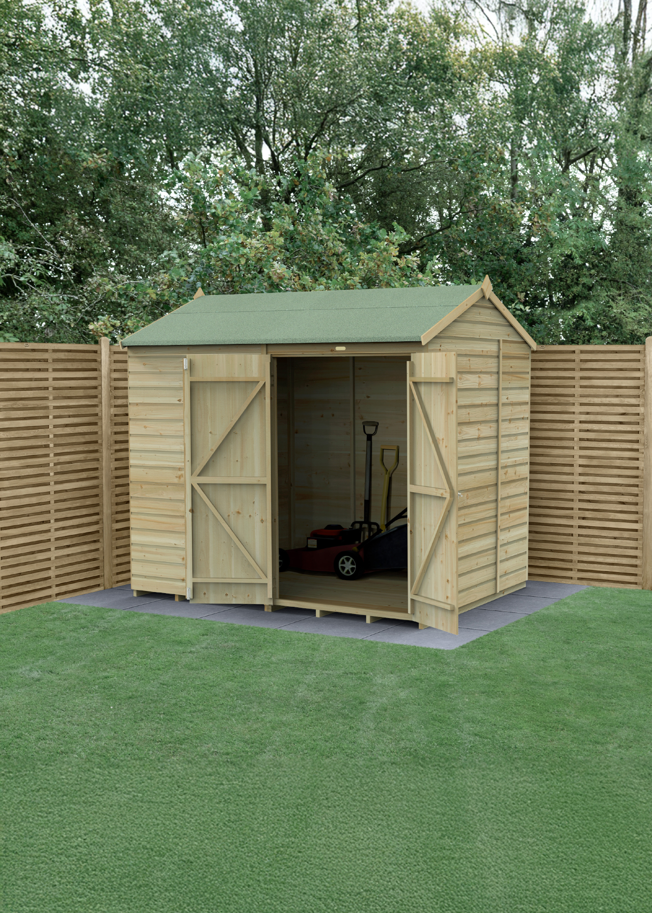Beckwood 8x6 Reverse Apex Shed With Double Door (Installed)