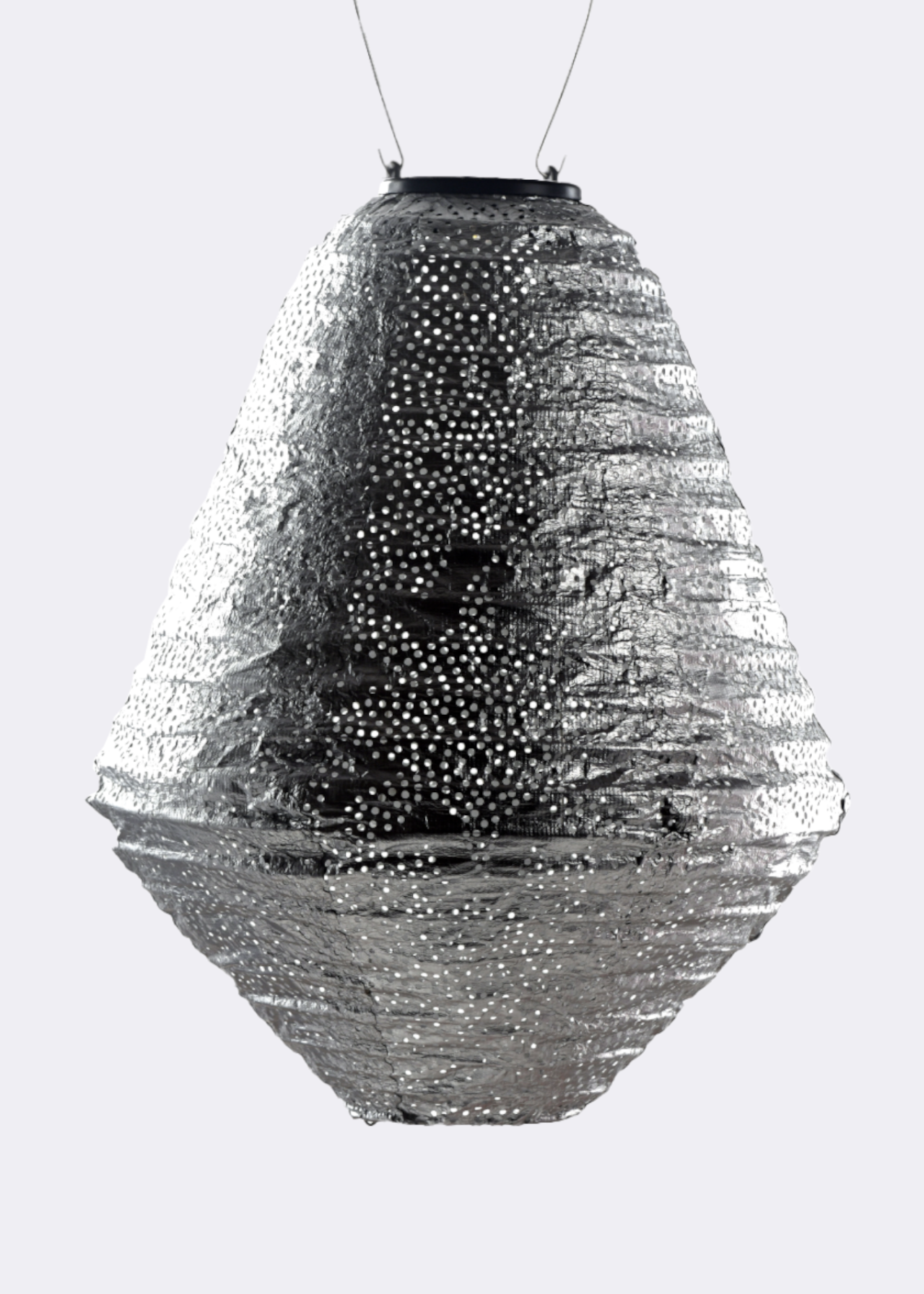 Solar lantern 33cm silver