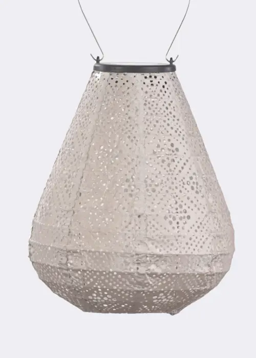 A photo of Oblong Solar Lantern 23cm Taupe