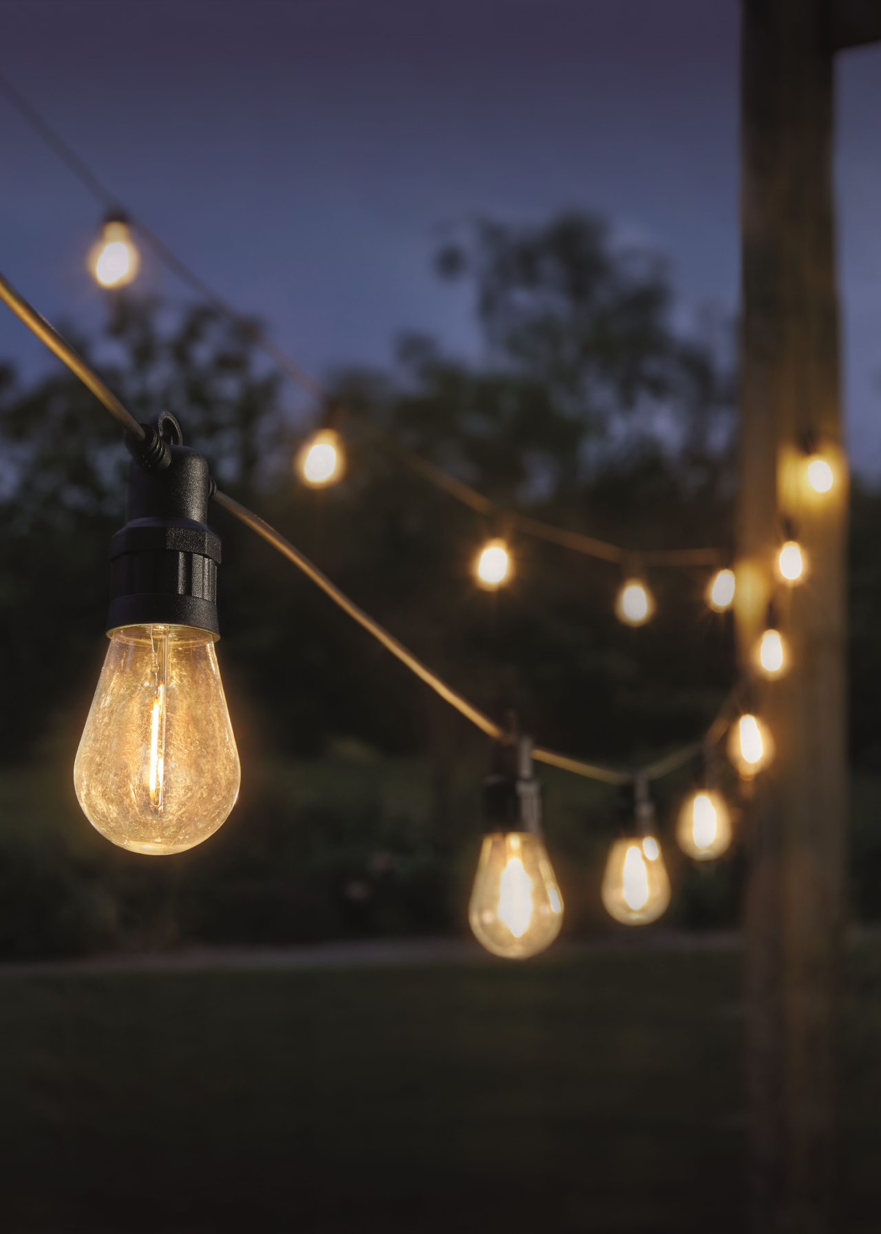 Set of 20 Vintage Festoon Warm White Solar String Lights