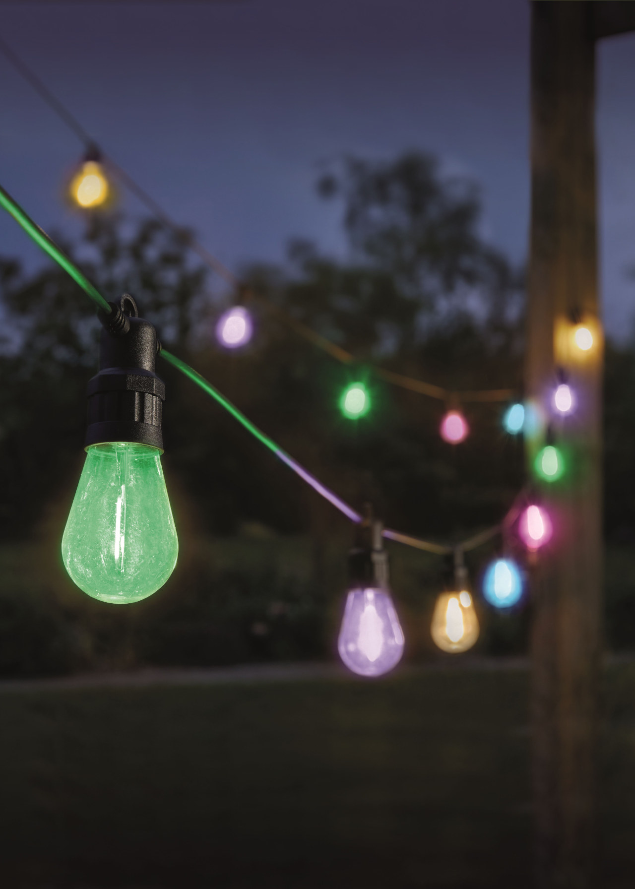 Set of 20 vintage festoon multi-colour solar string lights