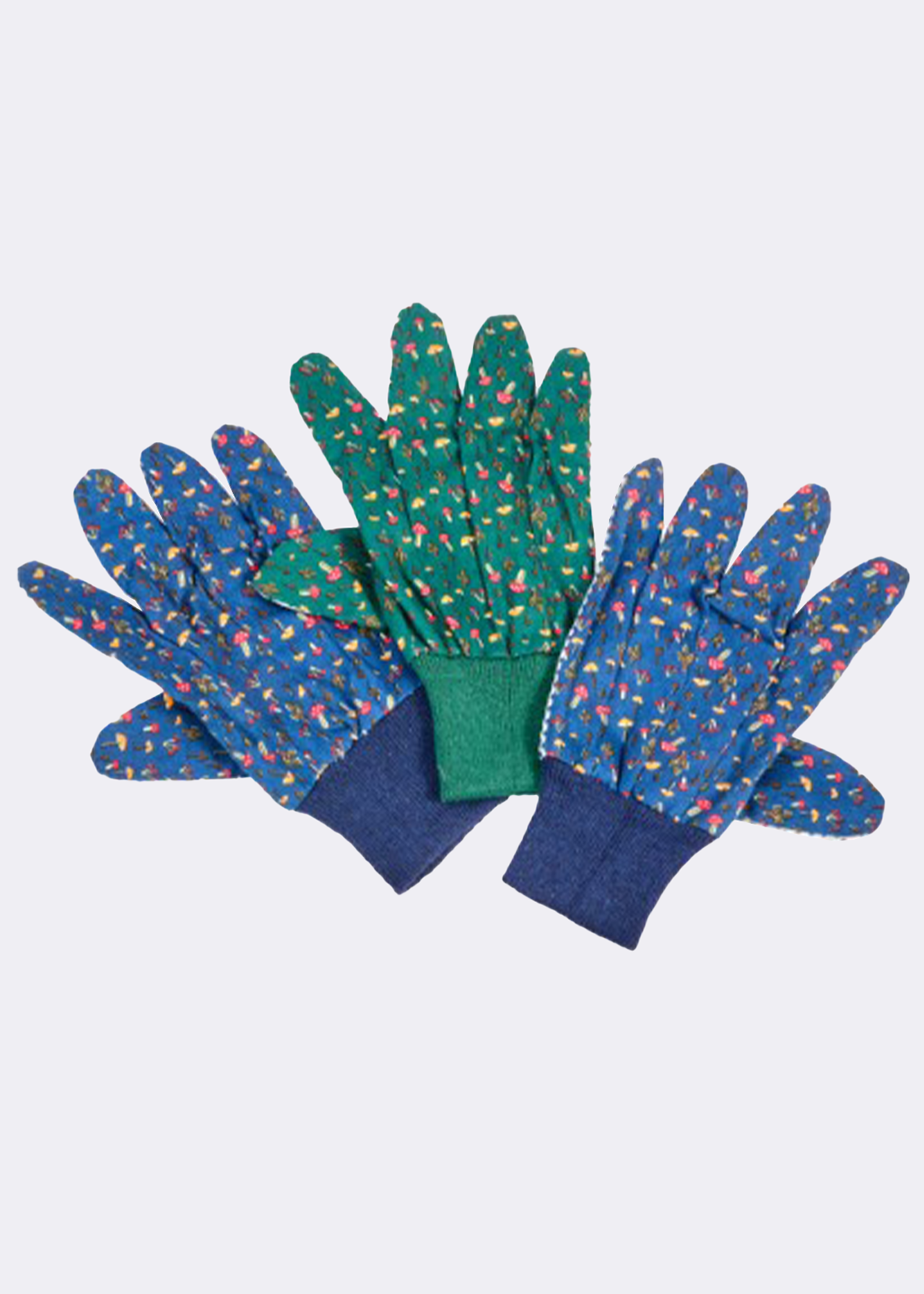 Pack of 3 Mushrooms Cotton Grips Gardening Gloves Medium