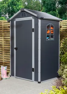 Airevale 4x3 Plastic Apex Shed in Dark Grey