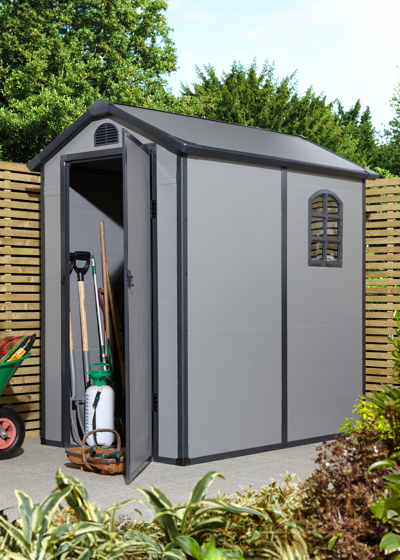 Airevale 4X6 Plastic Apex Shed Light Grey