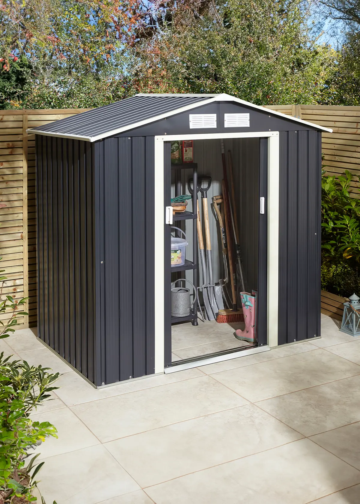 A photo of Trentvale 6x4 Metal Apex Shed Dark Grey