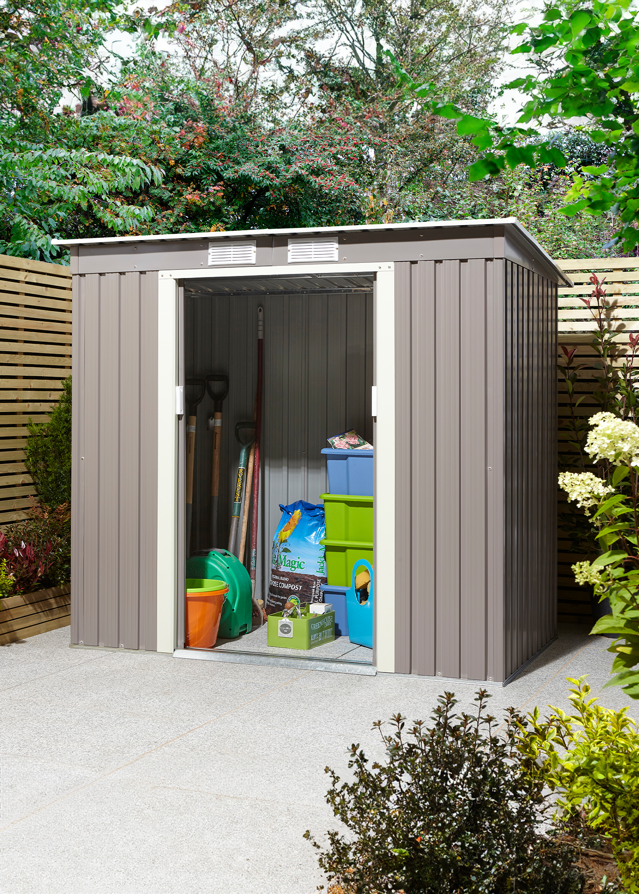 Trentvale 6x4 Metal Pent Shed Light Grey