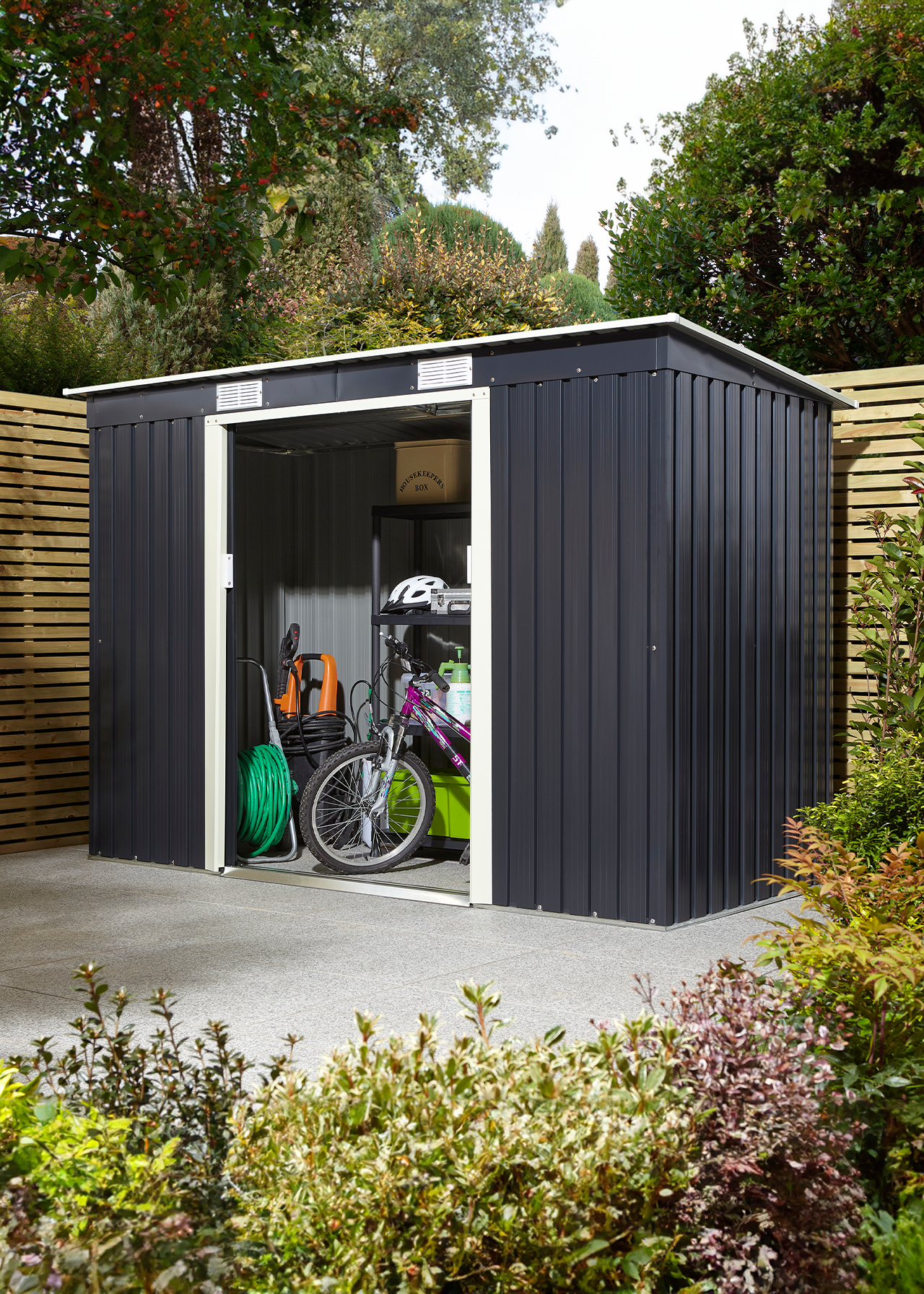 Trentvale 8x4 Metal Pent Shed Dark Grey