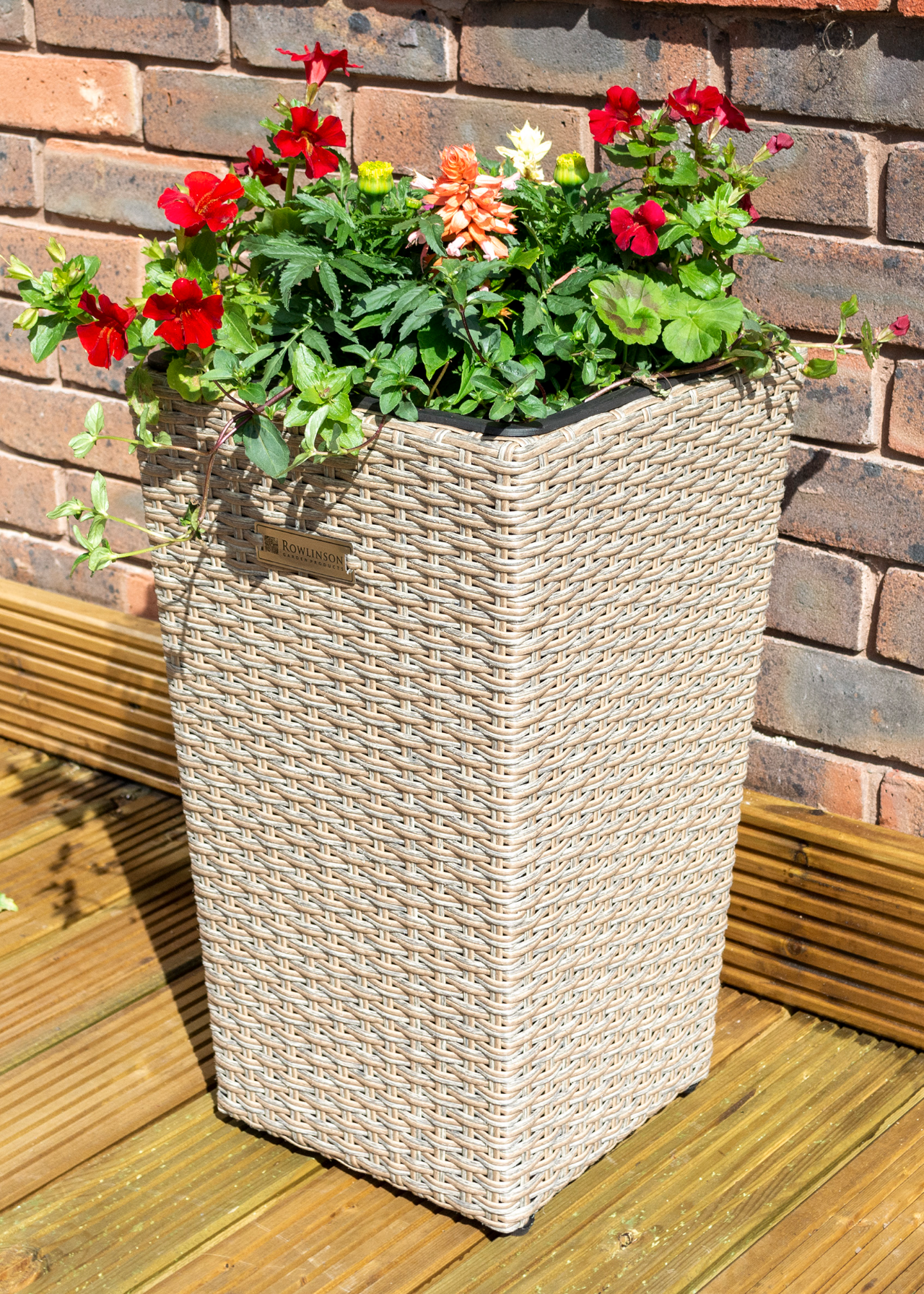 Square Rattan Planter Natural 2 Pack