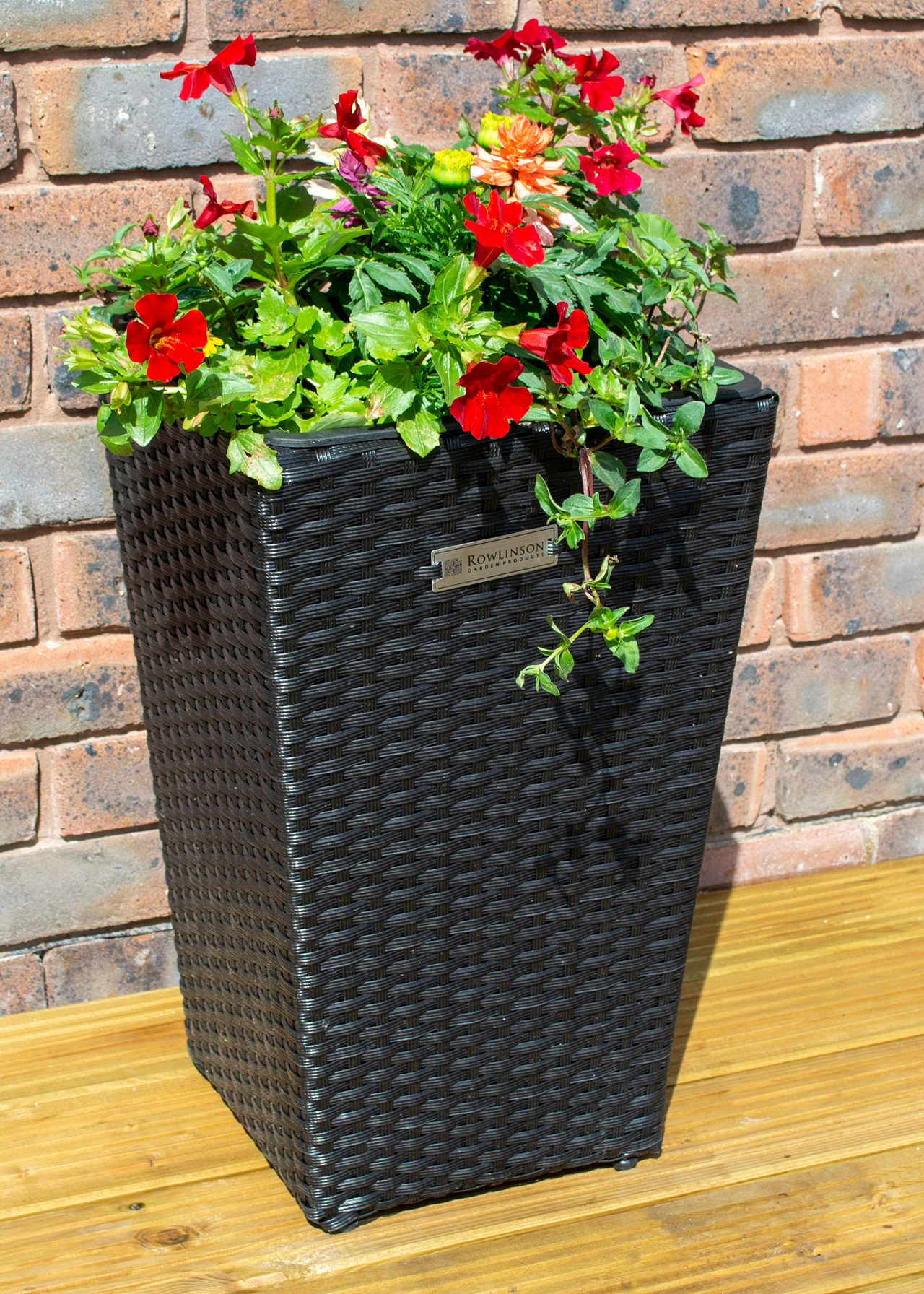Square Rattan Planter Black 2 Pack