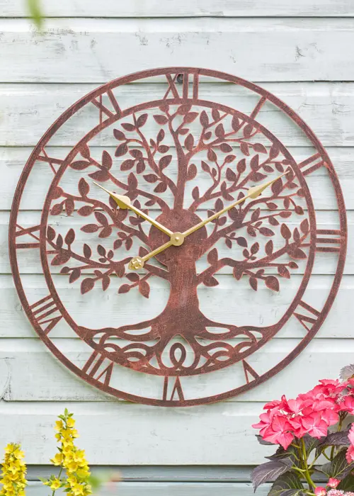 A photo of Tree Of Life Garden Clock Bronze 24" Large