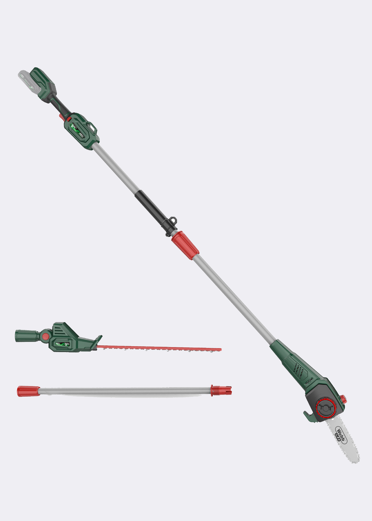 Webb 20V 50cm Cordless Long Reach Hedge Trimmer & Pruner