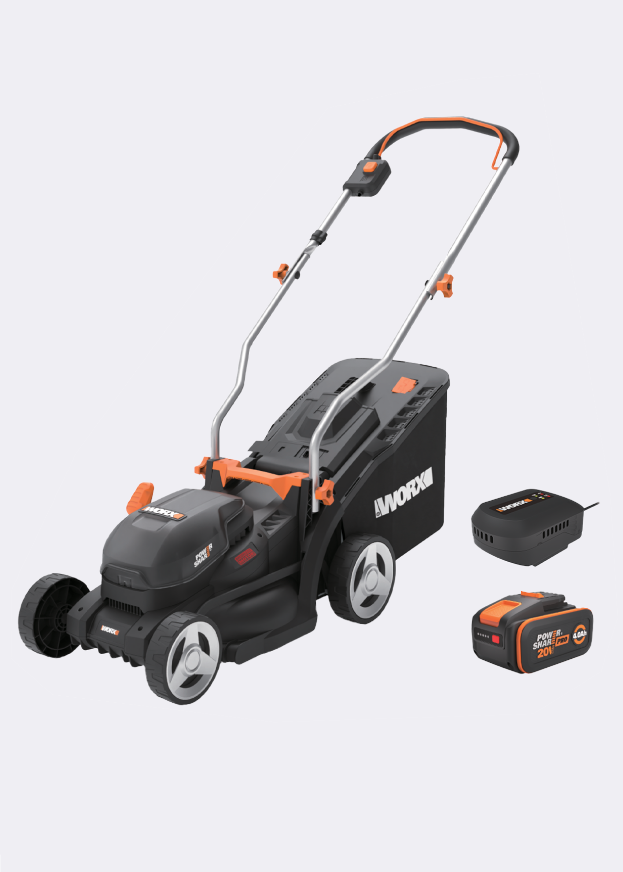 Worx 20V Cordless Brushless Lawnmower with Battery & Charger