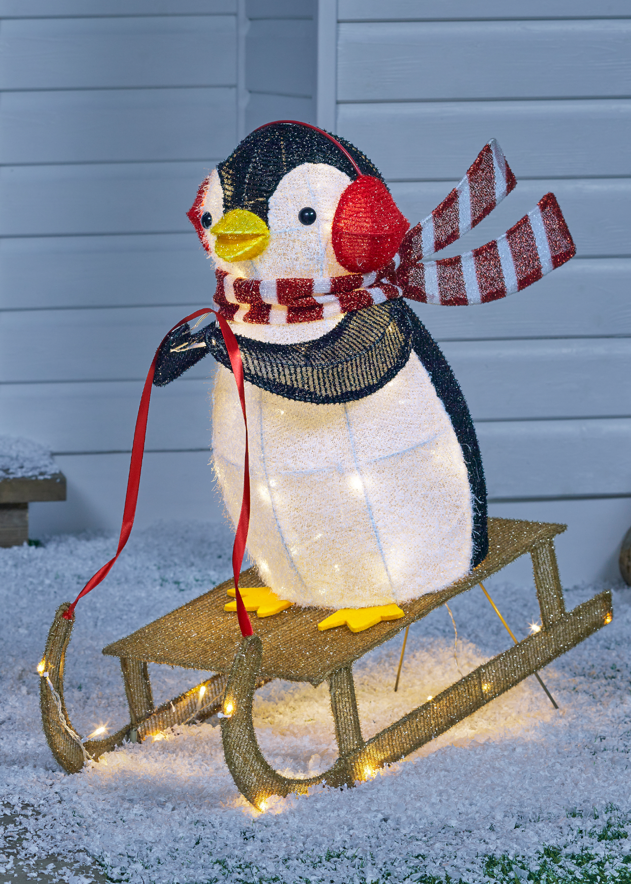 Penguin on Sledge Outdoor LED Light