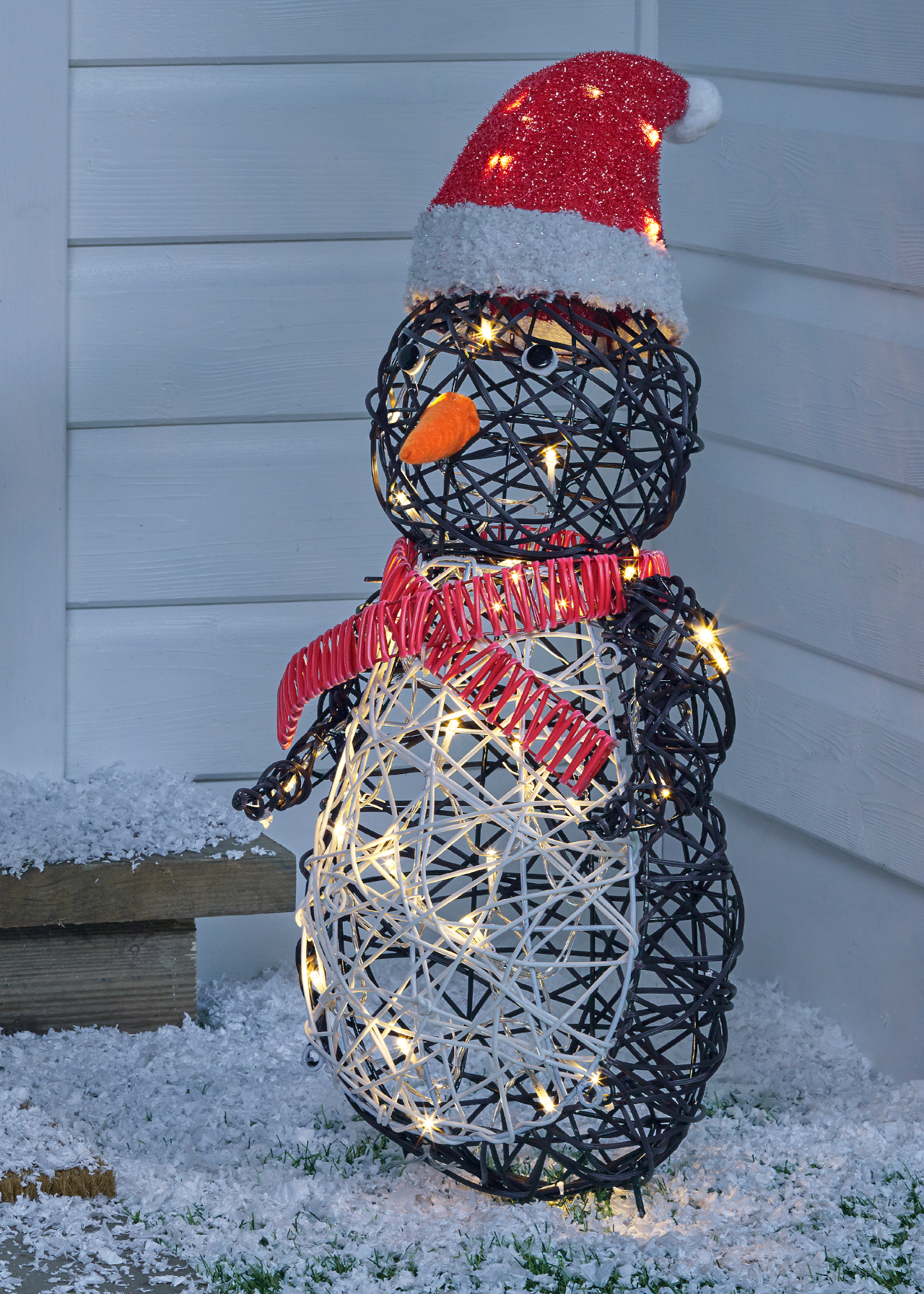 Rattan Style Penguin Outdoor LED Light 63cm