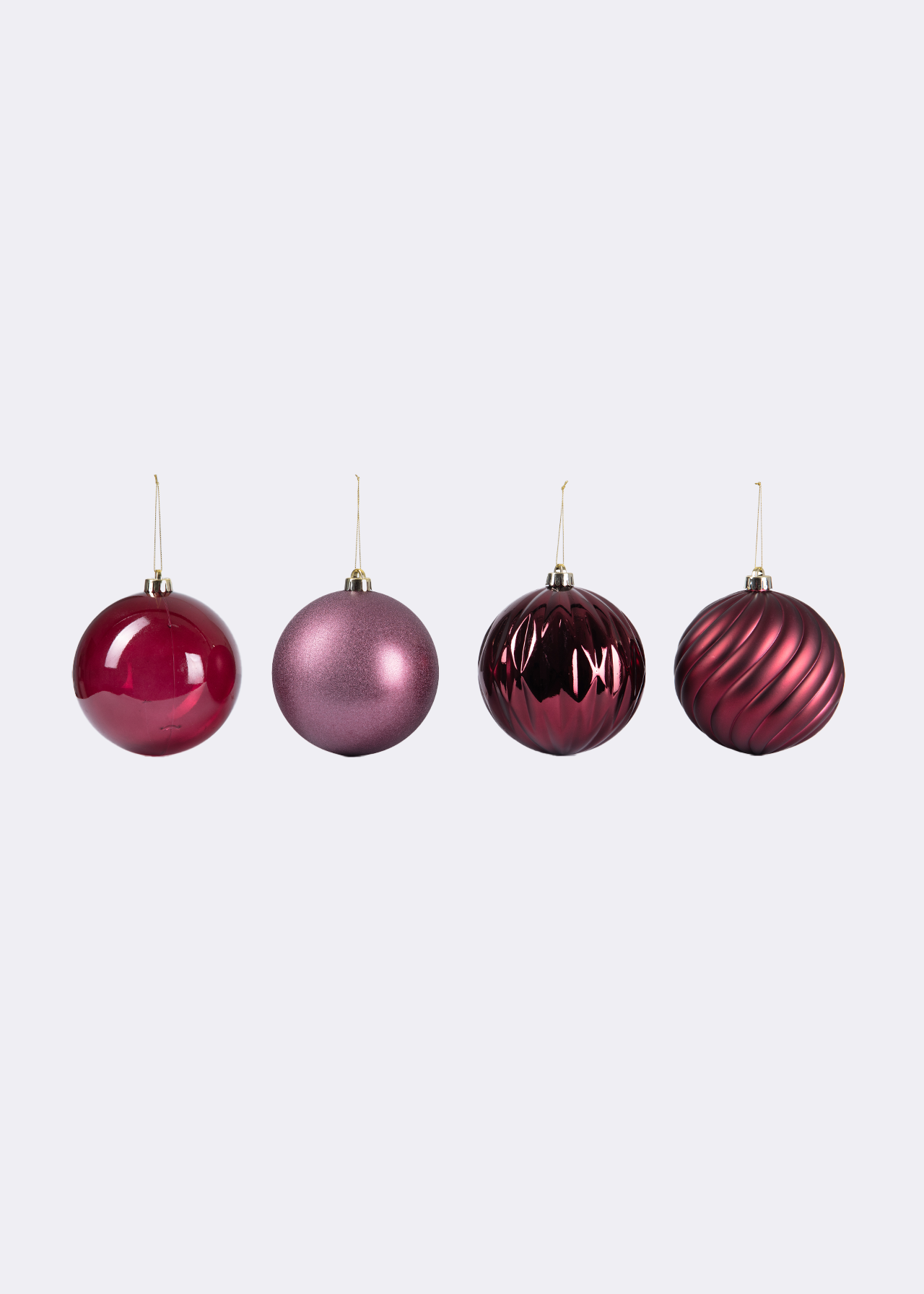 Pack of 4 Large Burgundy Baubles 15cm
