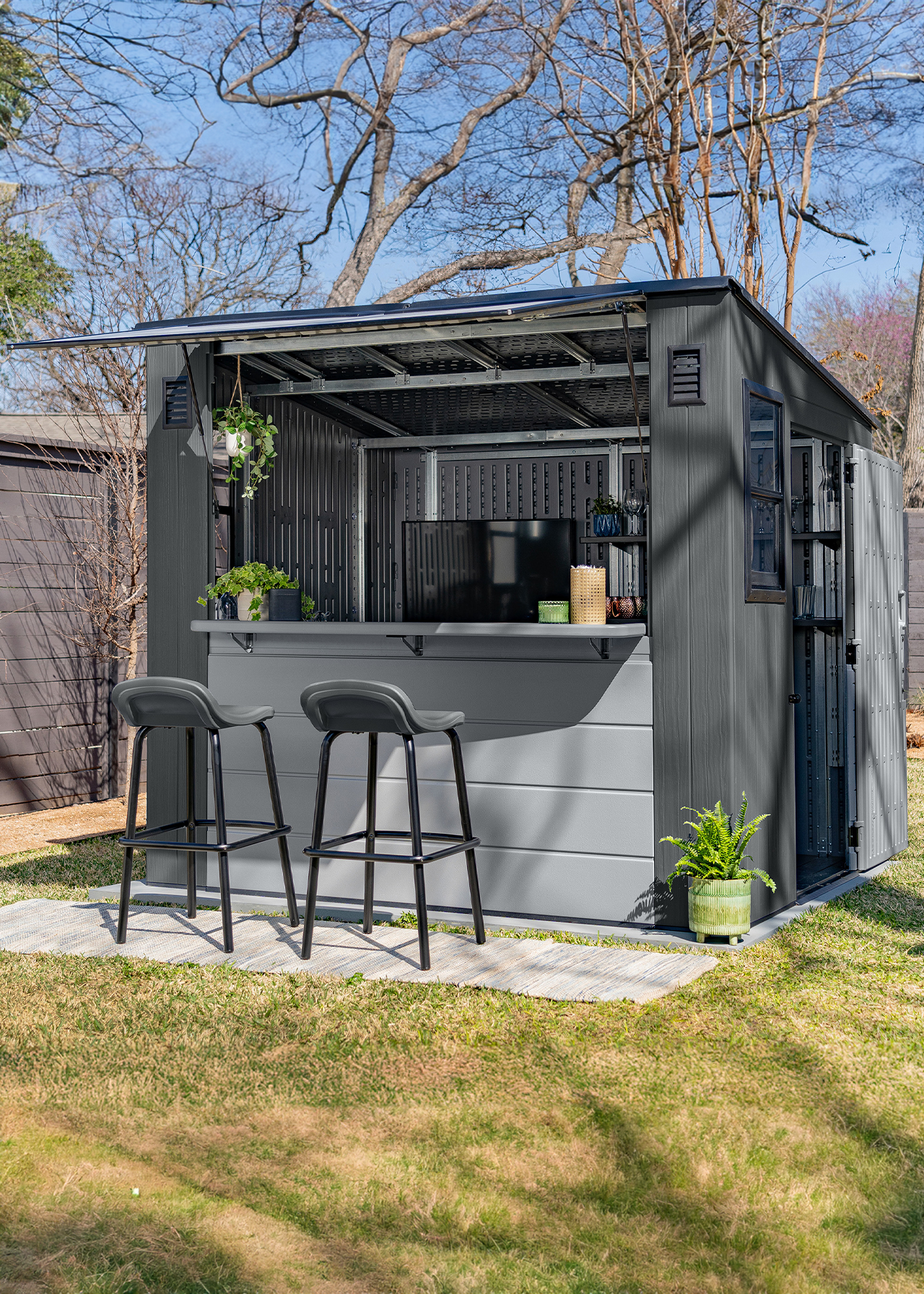 Cabana Entertainment 8x7 Shed & Bar Cool Grey