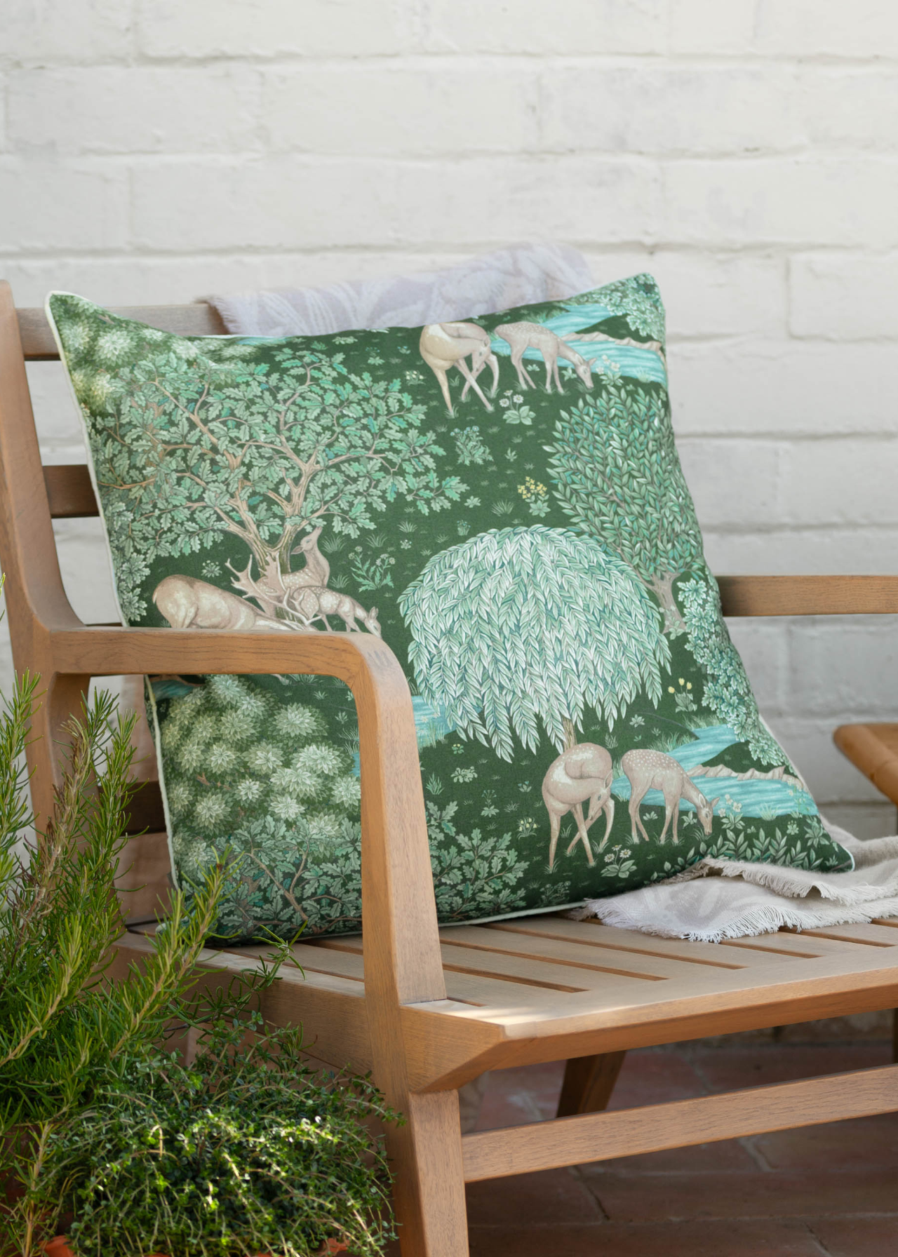 William Morris Brook Cushion 55x55cm Green