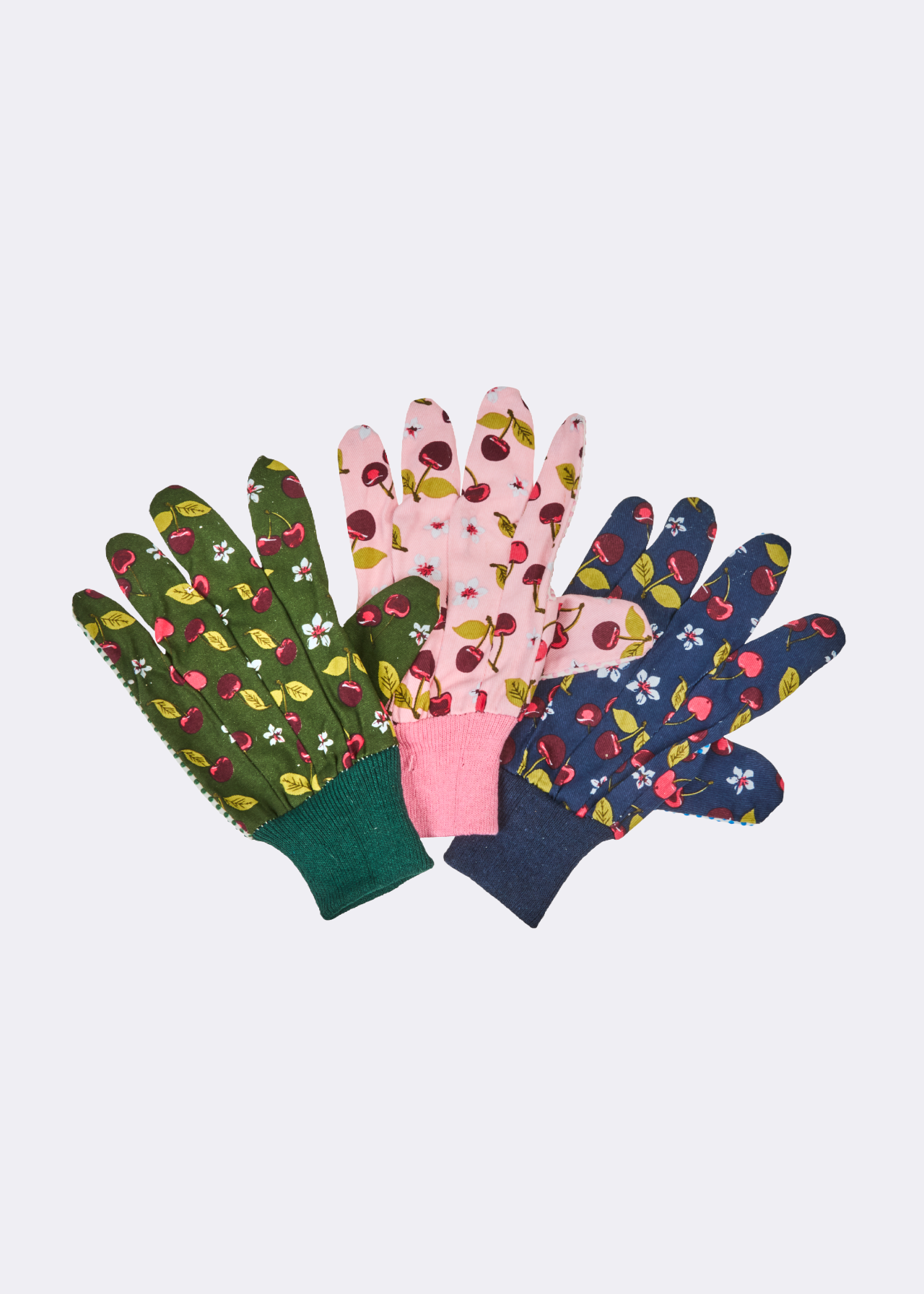Cotton Grips Medium Gardening Gloves Cherry Triple Pack