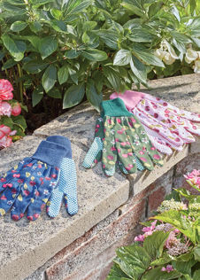 Cotton Grips Medium Gardening Gloves Cherry Triple Pack