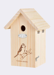 Wooden Bird House With Blue Tit Silhouette