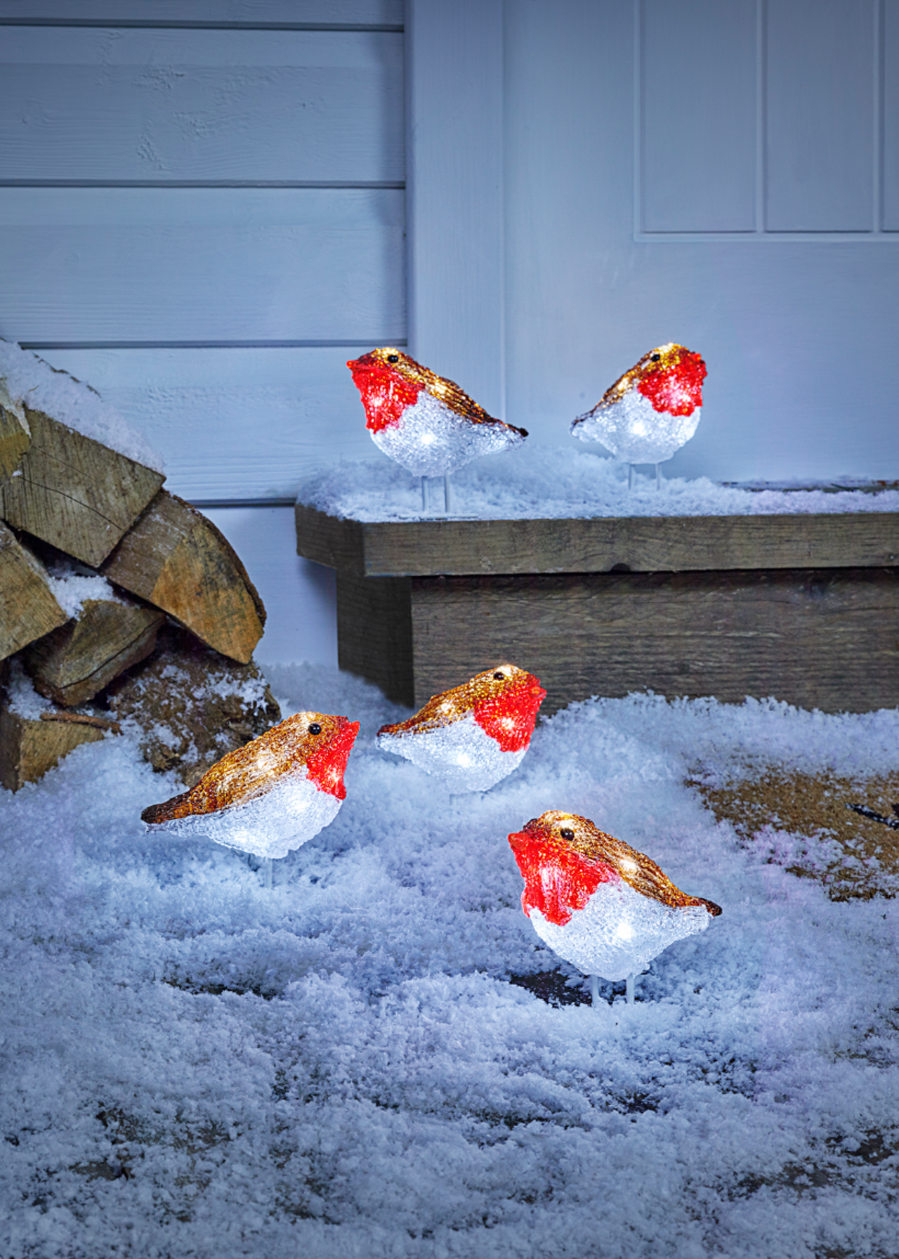 Set Of 5 Acrylic Robin Lights