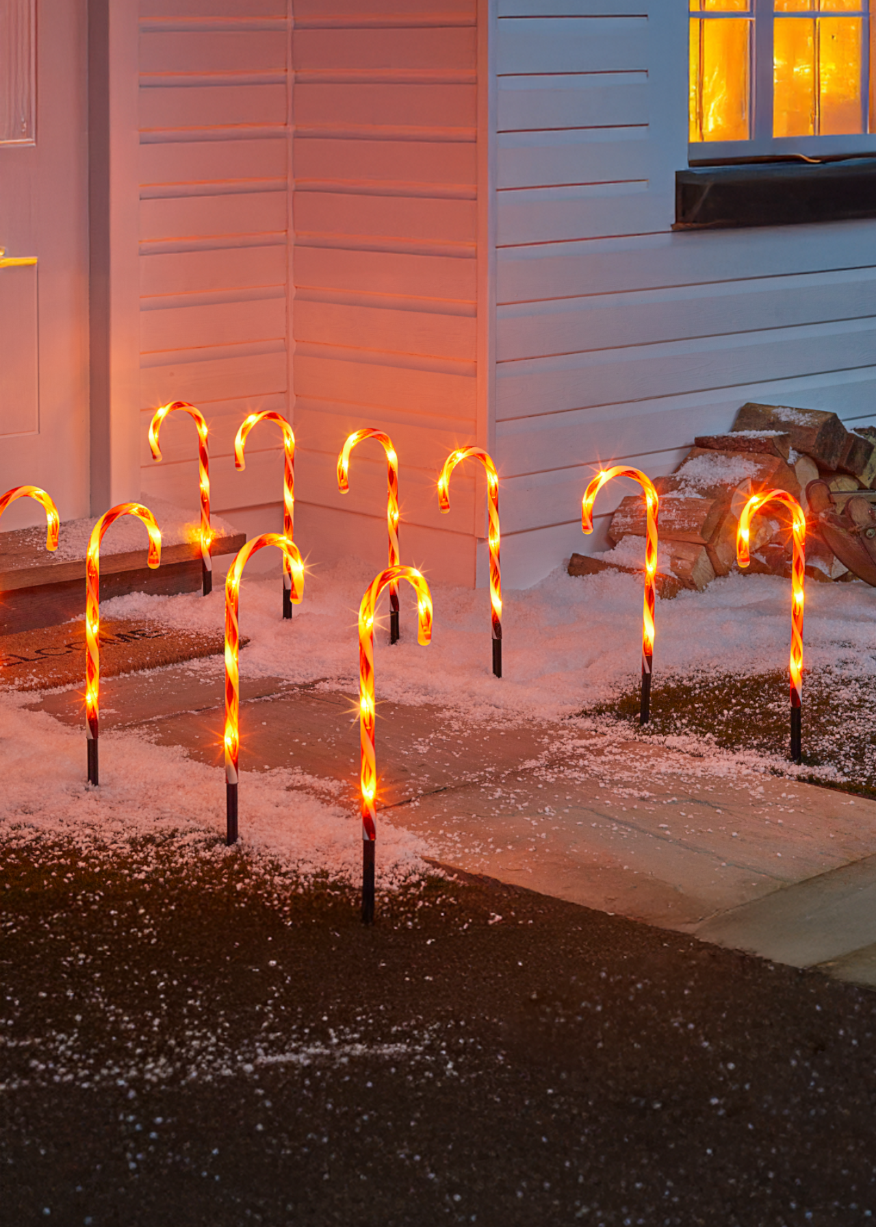 Pack Of 12 Candy Cane Lights 45cm