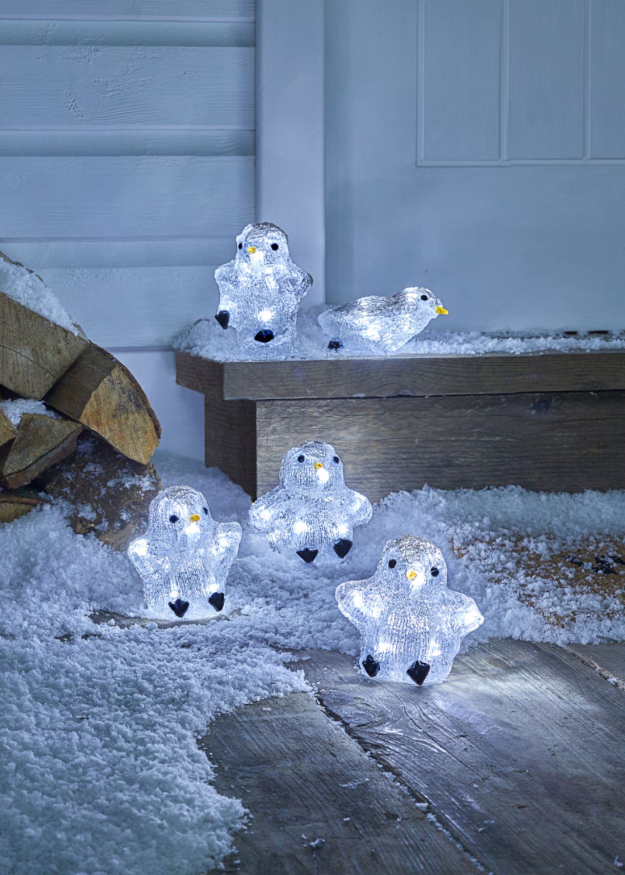 Set Of 5 Acrylic Penguin Lights